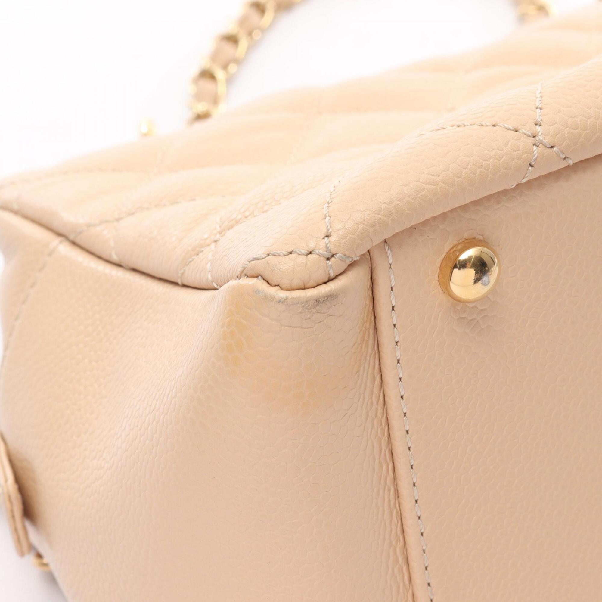 Chanel Beige Leather Handbag Shoulder Bag (Pre-Owned)