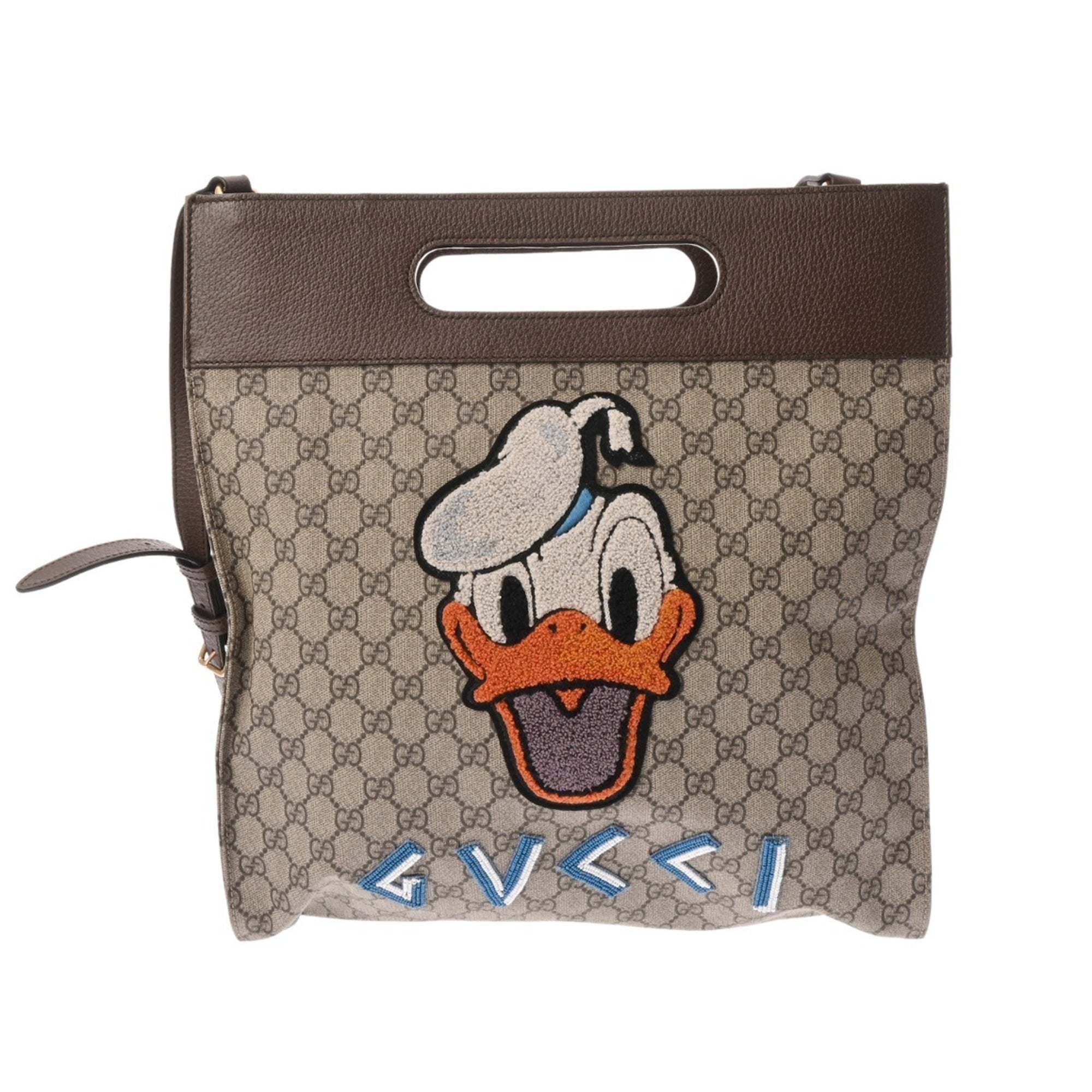 Gucci Beige Brown Gg Supreme Canvas Leather Shoulder Bag Tote Bag (Pre-Owned)