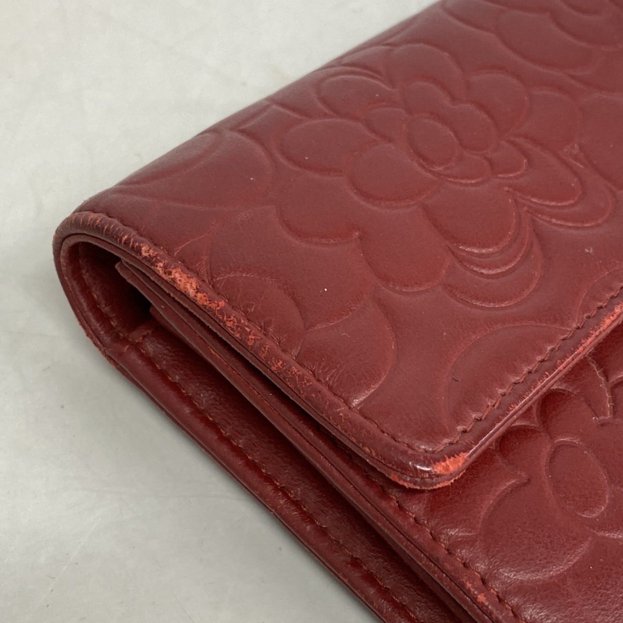 Chanel Bordeaux Leather Long Wallet (Bi-Fold) (Pre-Owned)