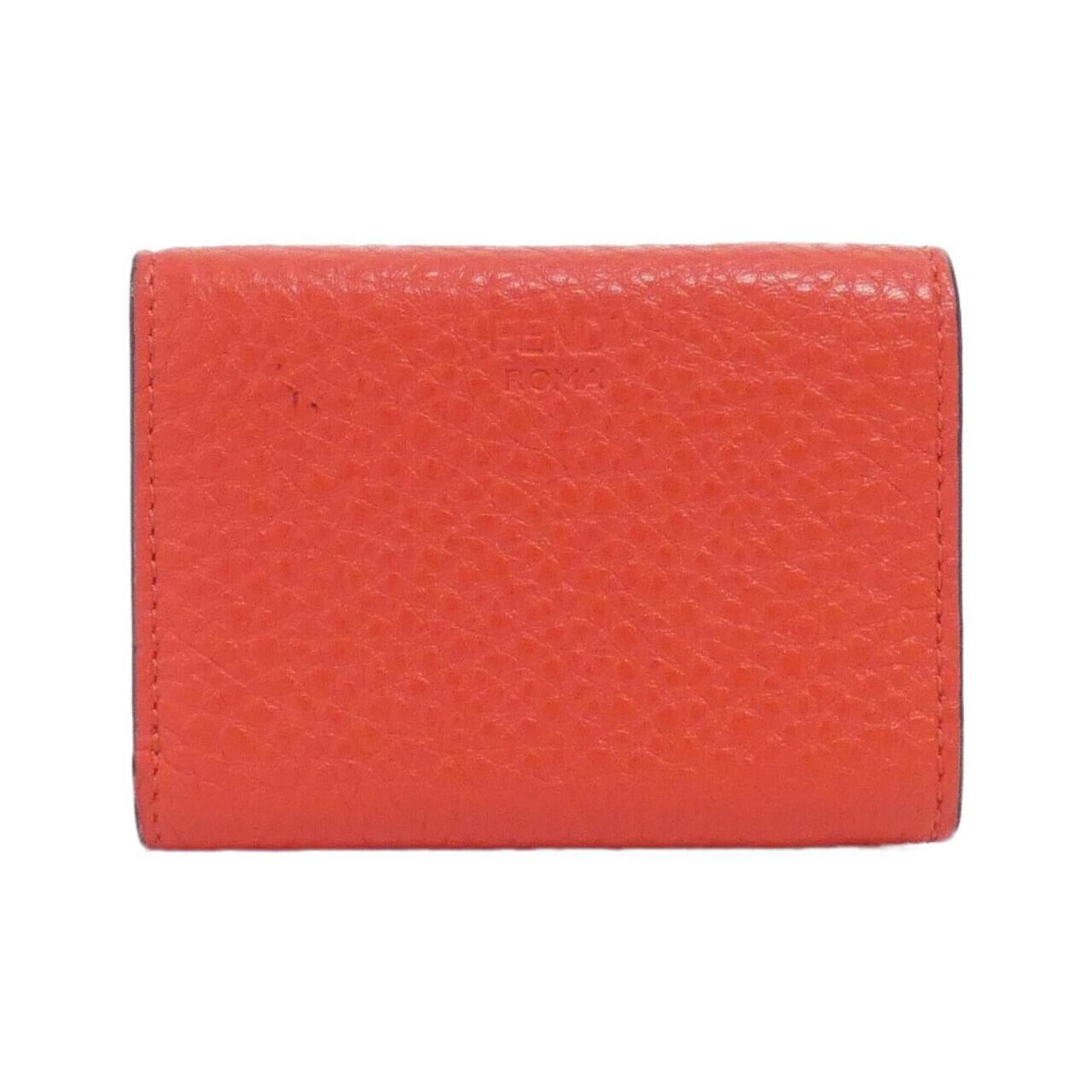 Fendi Red Color Leather Wallet (Tri-Fold) (Pre-Owned)