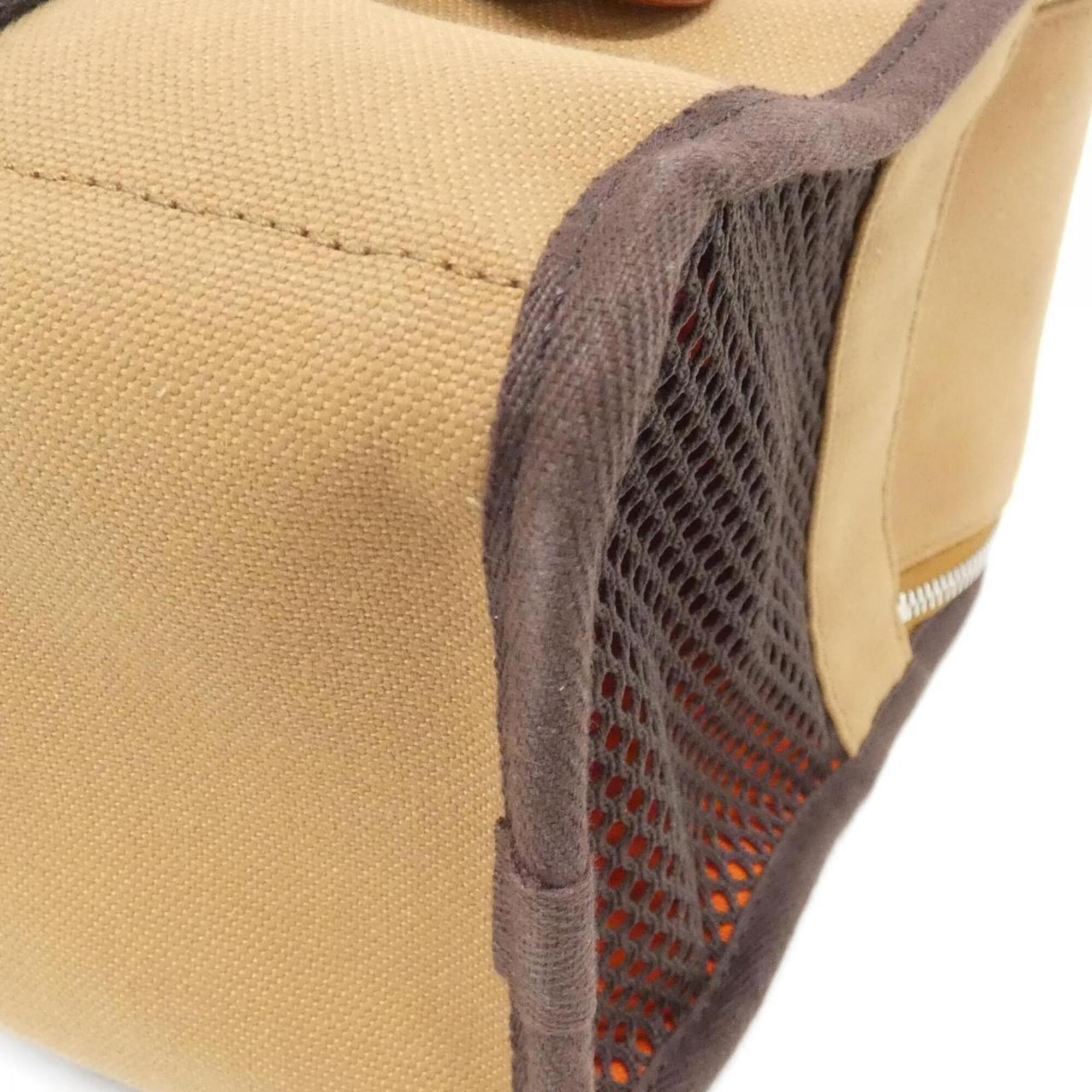 Hermes Fauve Feu Canvas Handbag (Pre-Owned)