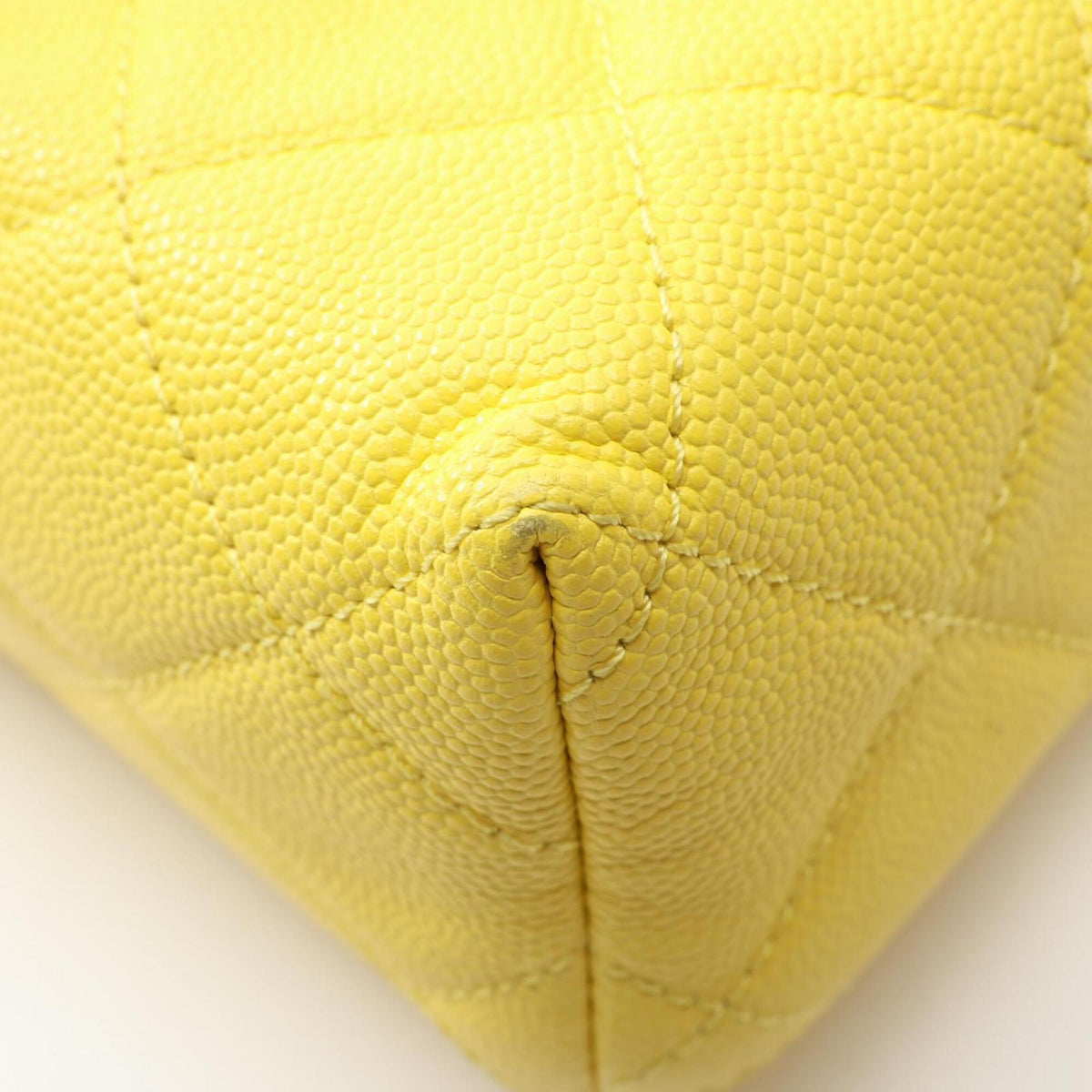Chanel Yellow Grained Calfskin Handbag Shoulder Bag Vanity Bag (Pre-Owned)