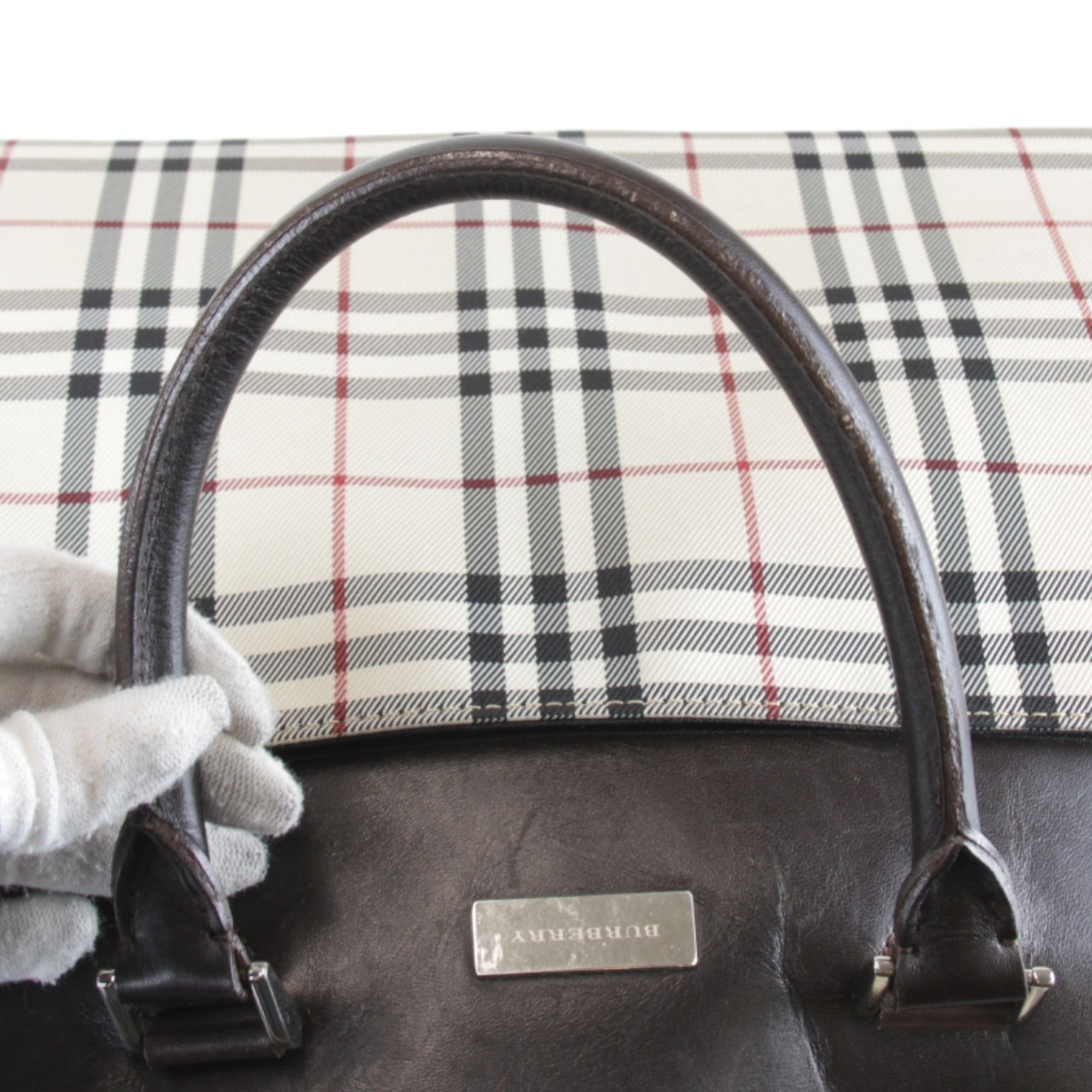 Burberry Beige Canvas Boston Bag (Pre-Owned)