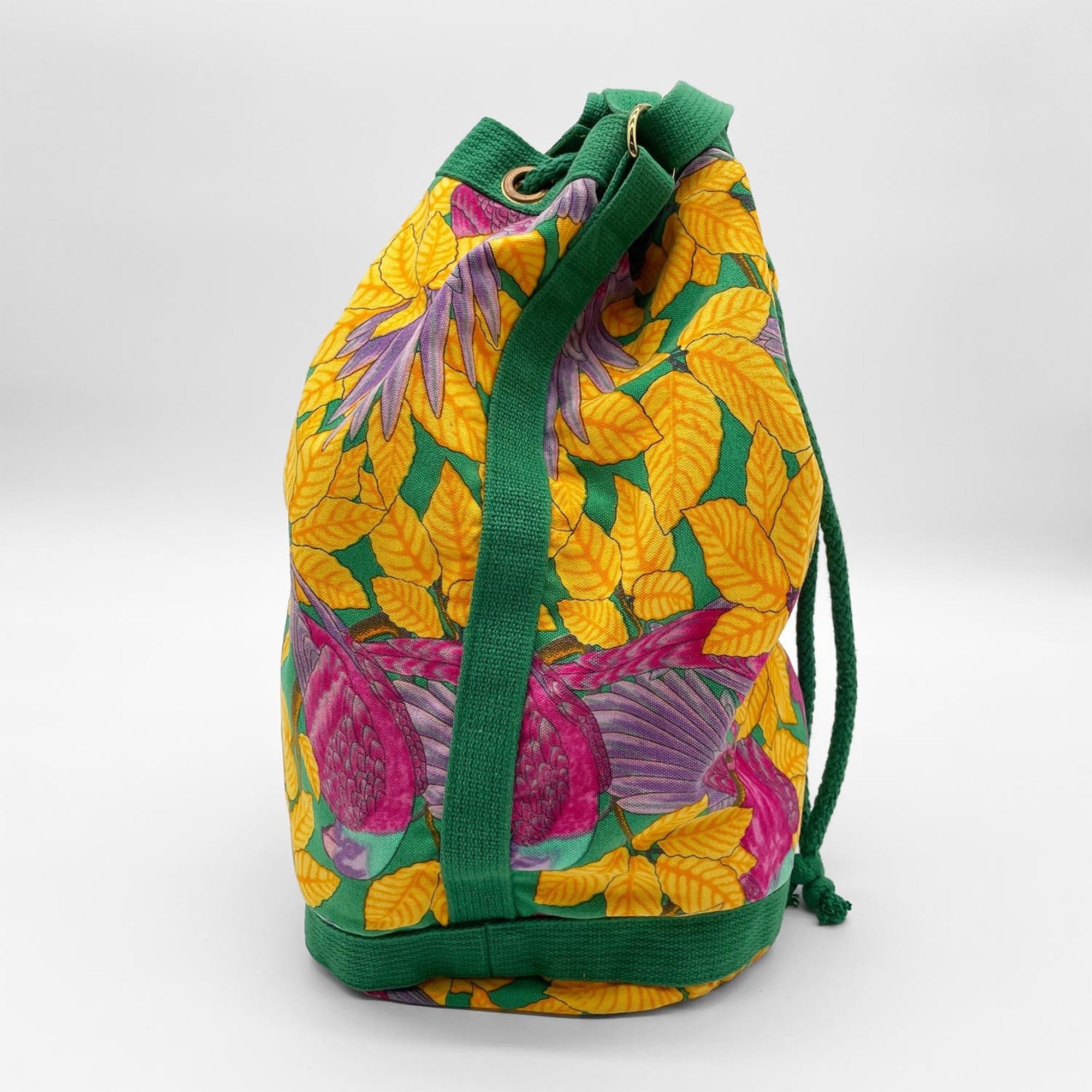 Hermes Green Pink Yellow Canvas Shoulder Bag (Pre-Owned)