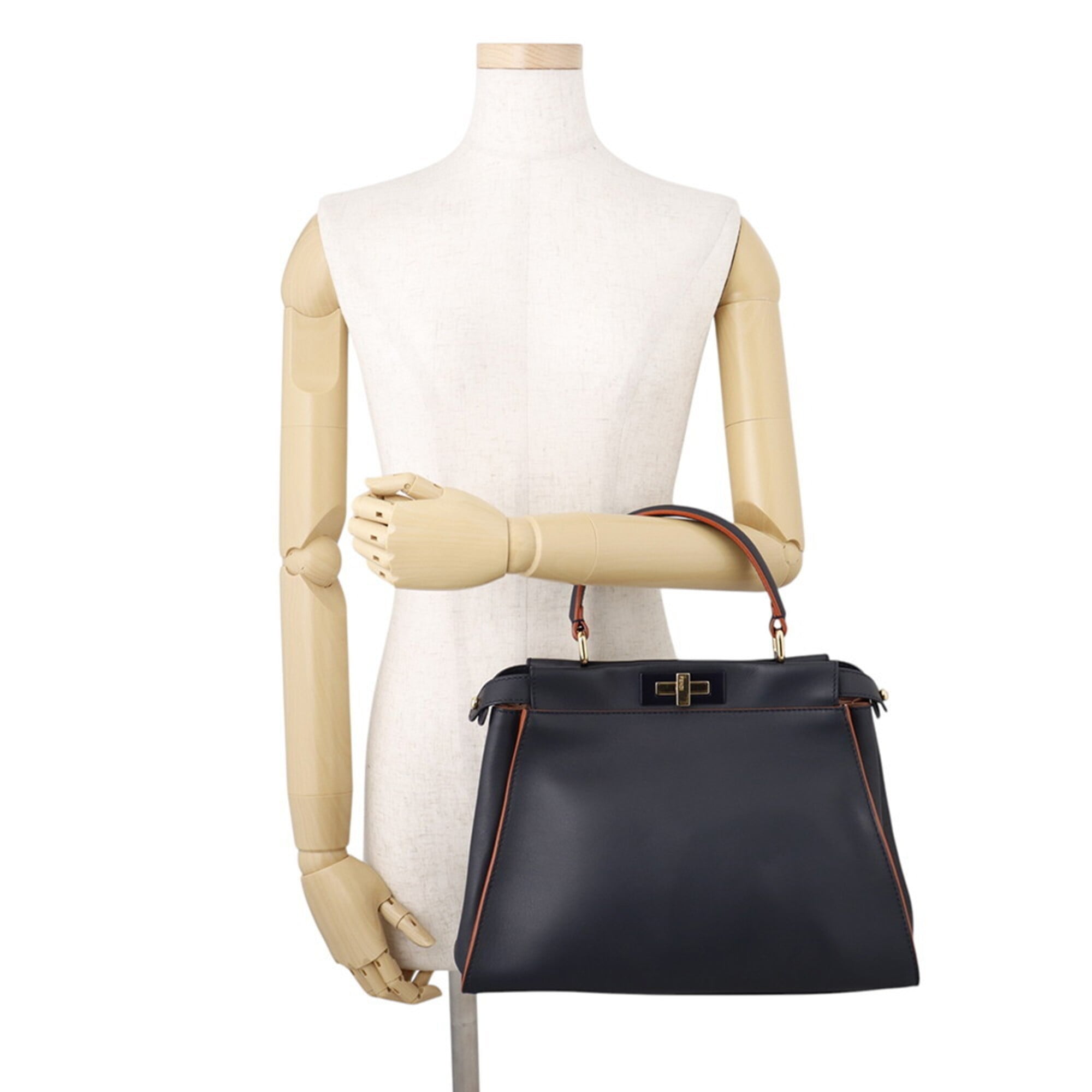 Fendi Navy Leather Handbag Shoulder Bag (Pre-Owned)