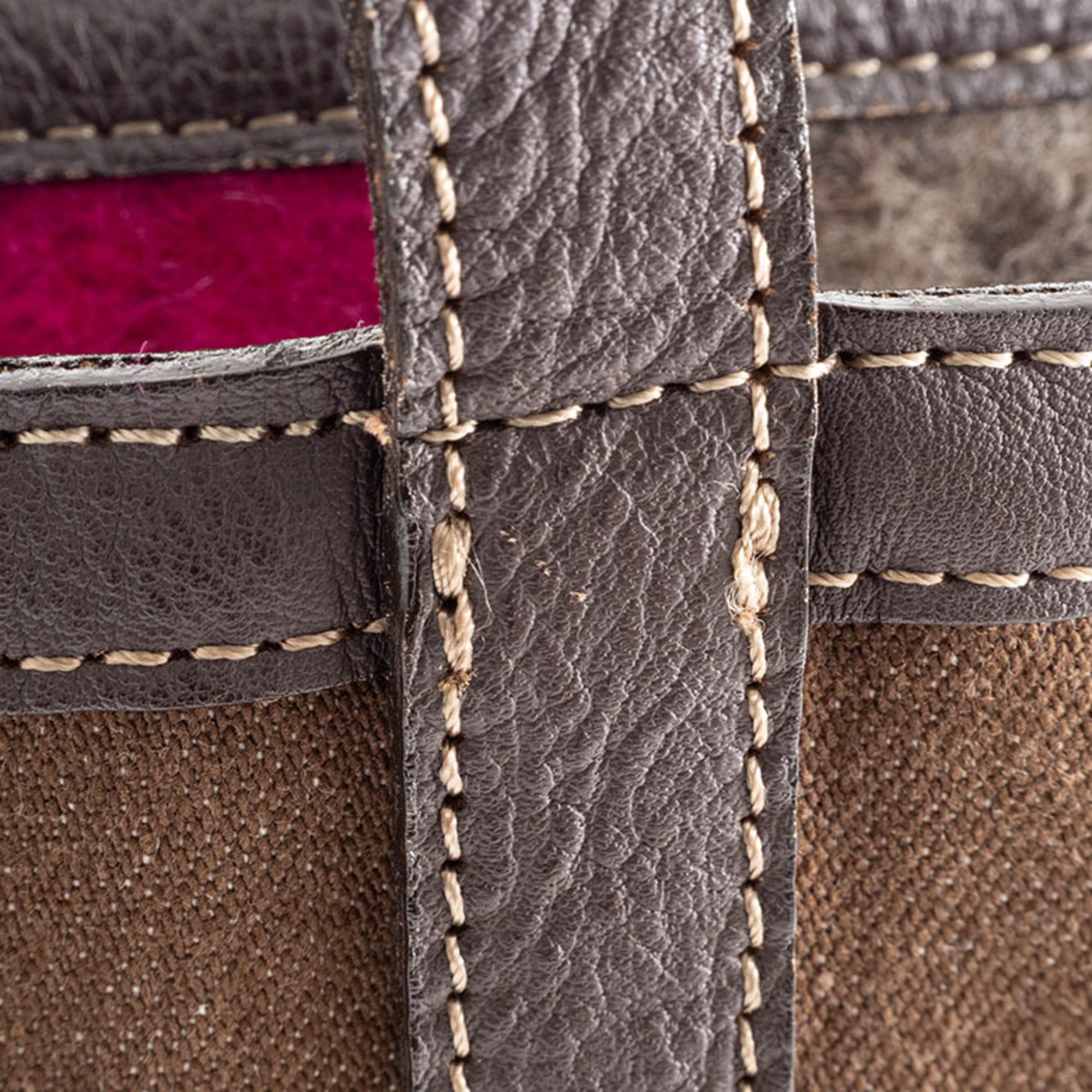 Burberry Brown Multi-Color Canvas Wool Felt Tote Bag (Pre-Owned)