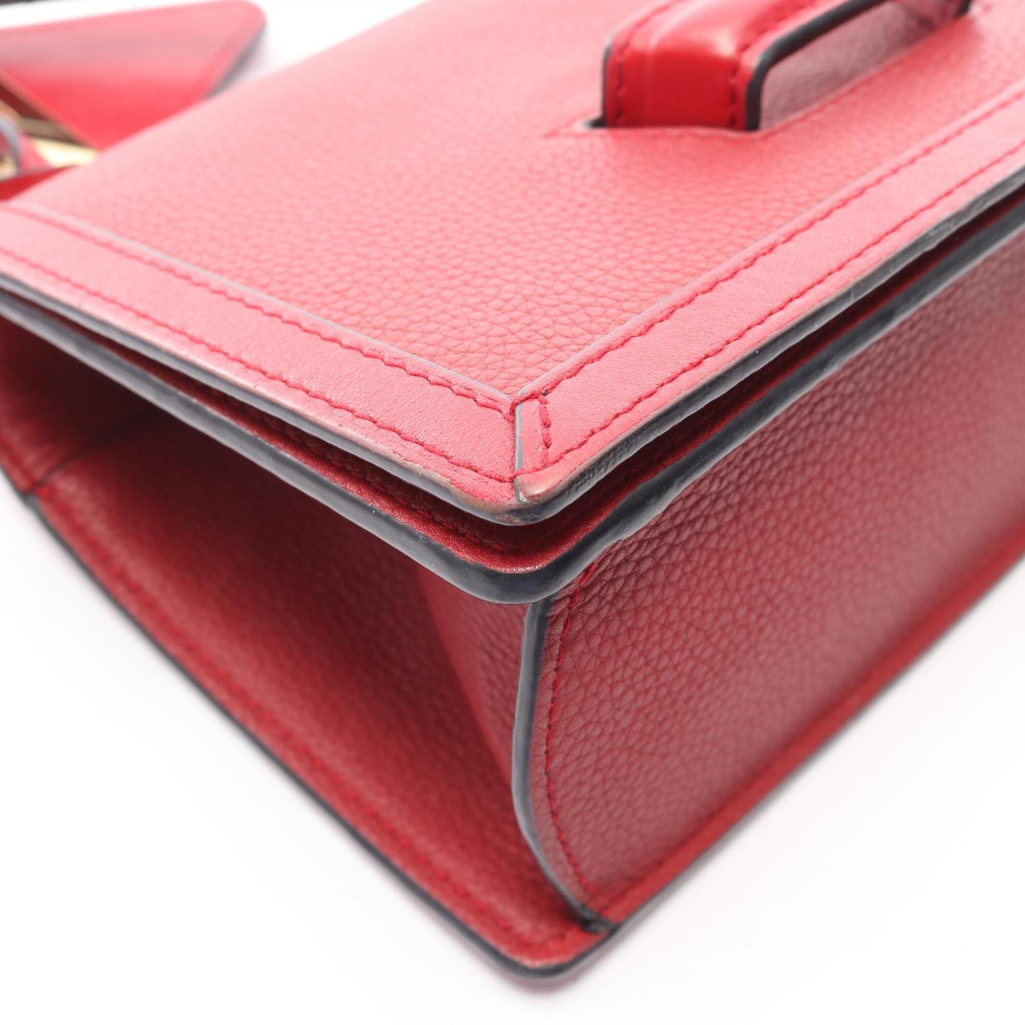 Loewe Red Color Leather Handbag Shoulder Bag (Pre-Owned)
