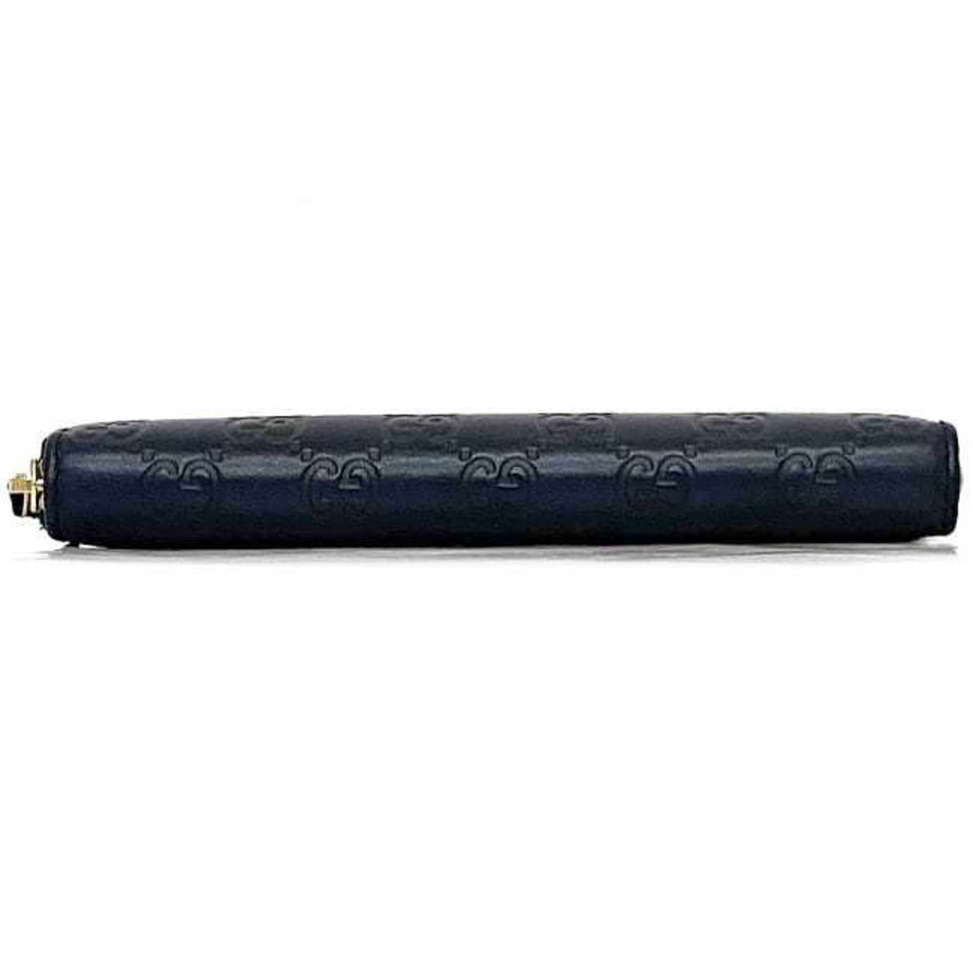 Gucci Navy Leather Long Wallet (Bi-Fold) (Pre-Owned)