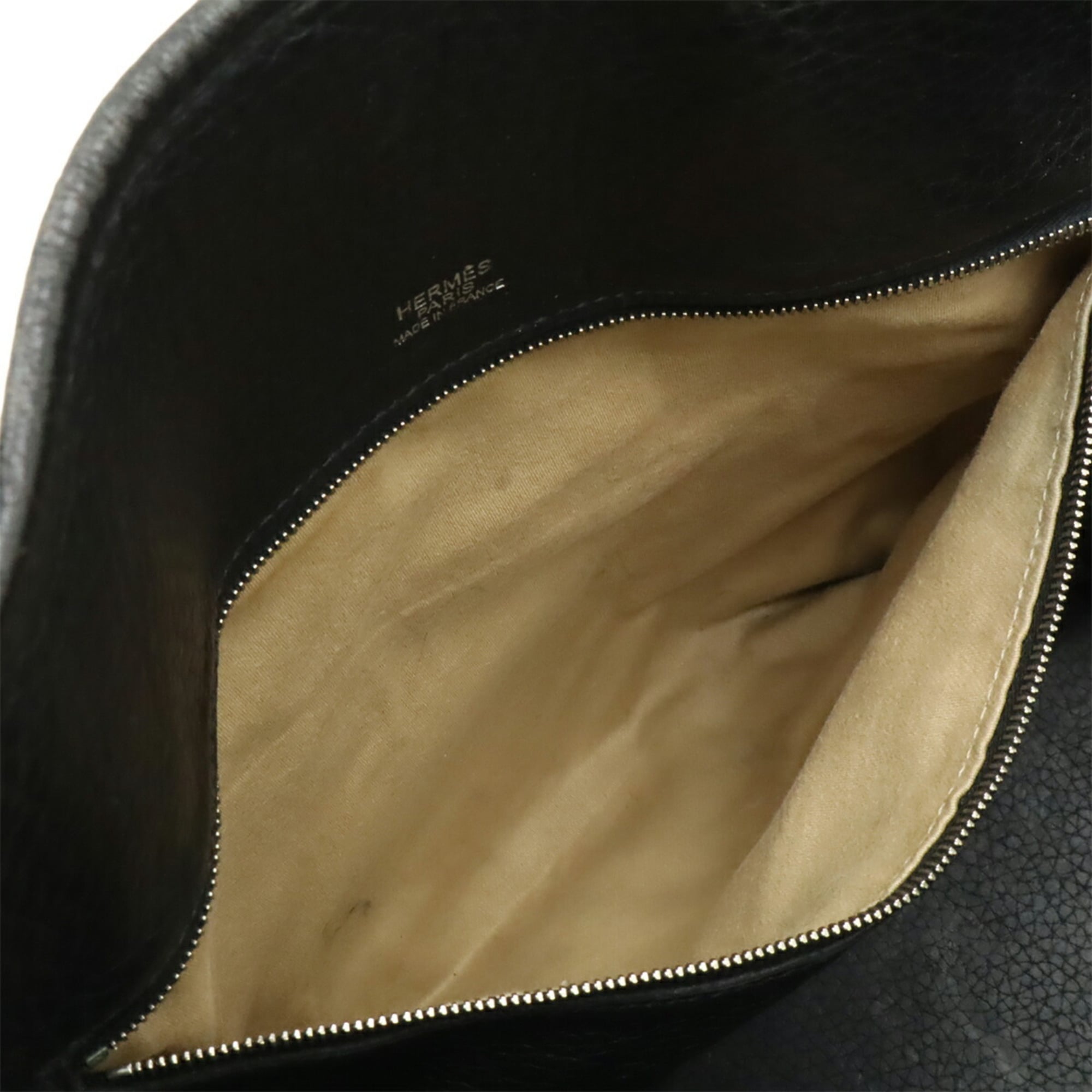 Hermes Noir Taurillon Clemence Leather Shoulder Bag Tote Bag (Pre-Owned)