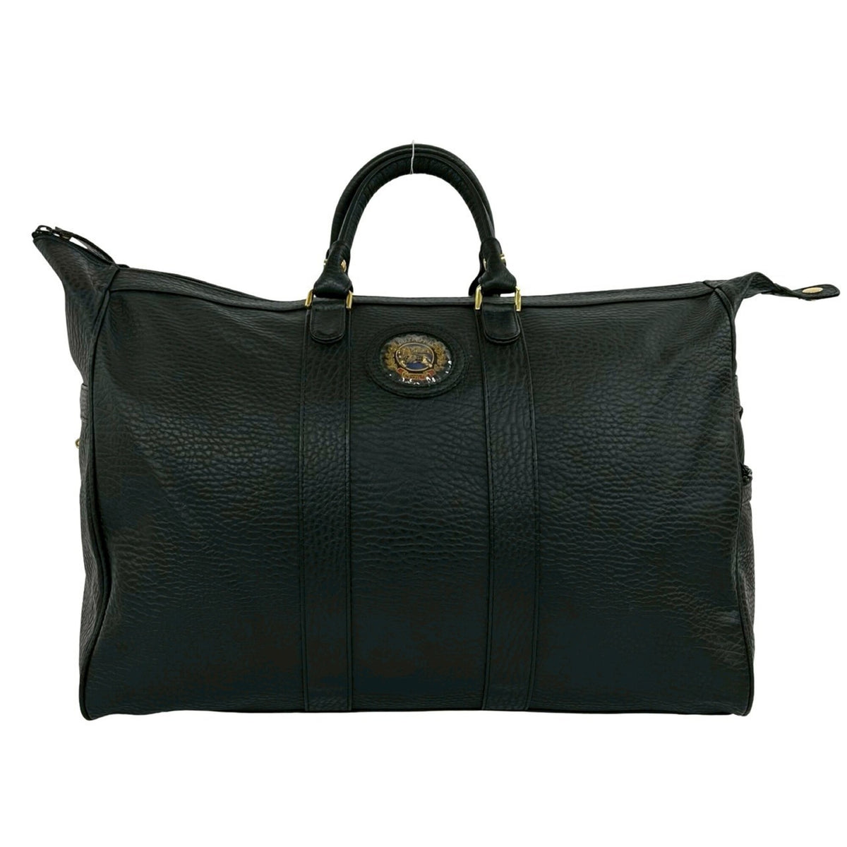 Burberry Black Leather Boston Bag Handbag (Pre-Owned)