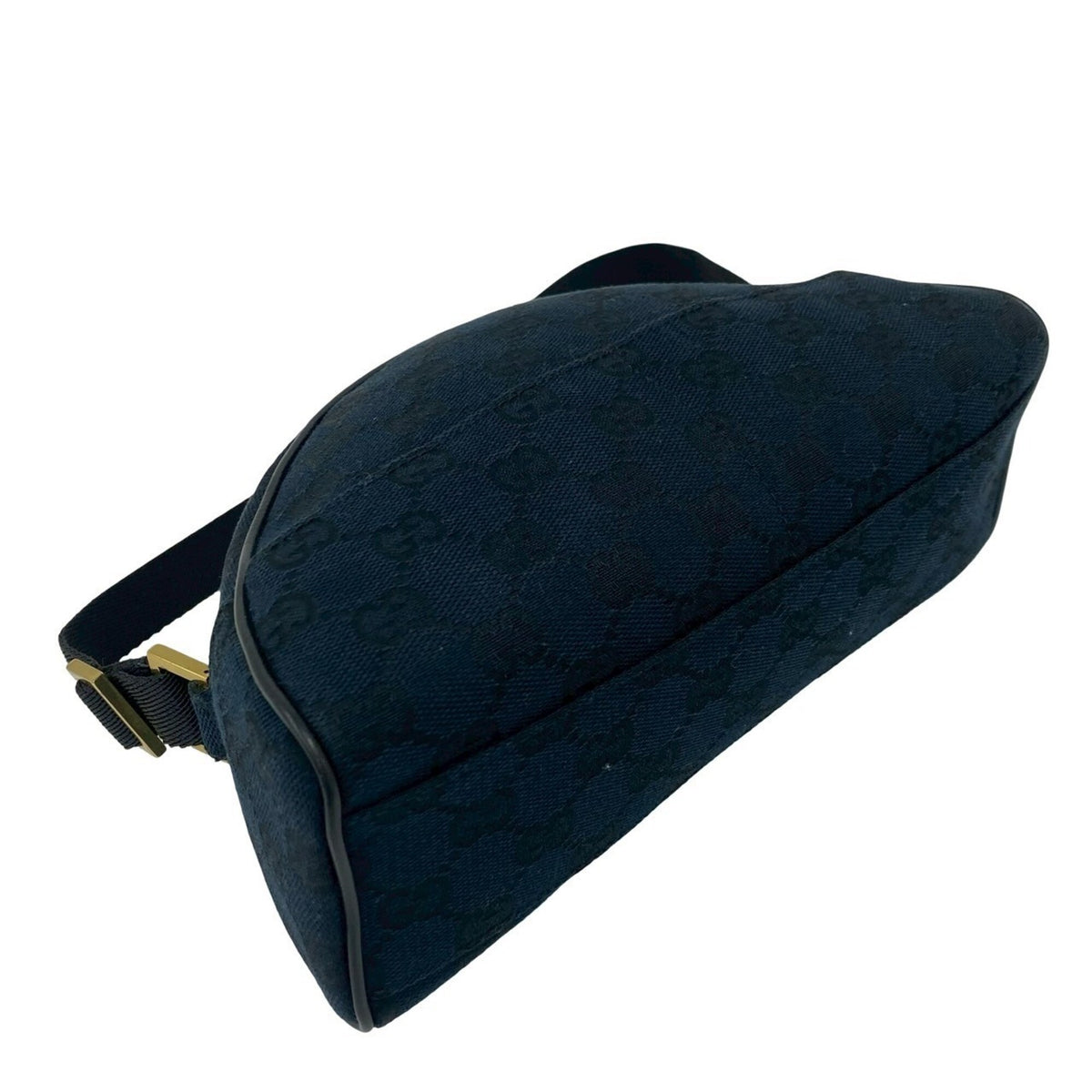 Gucci Black Navy Canvas Leather Handbag Pouch Shoulder Bag (Pre-Owned)