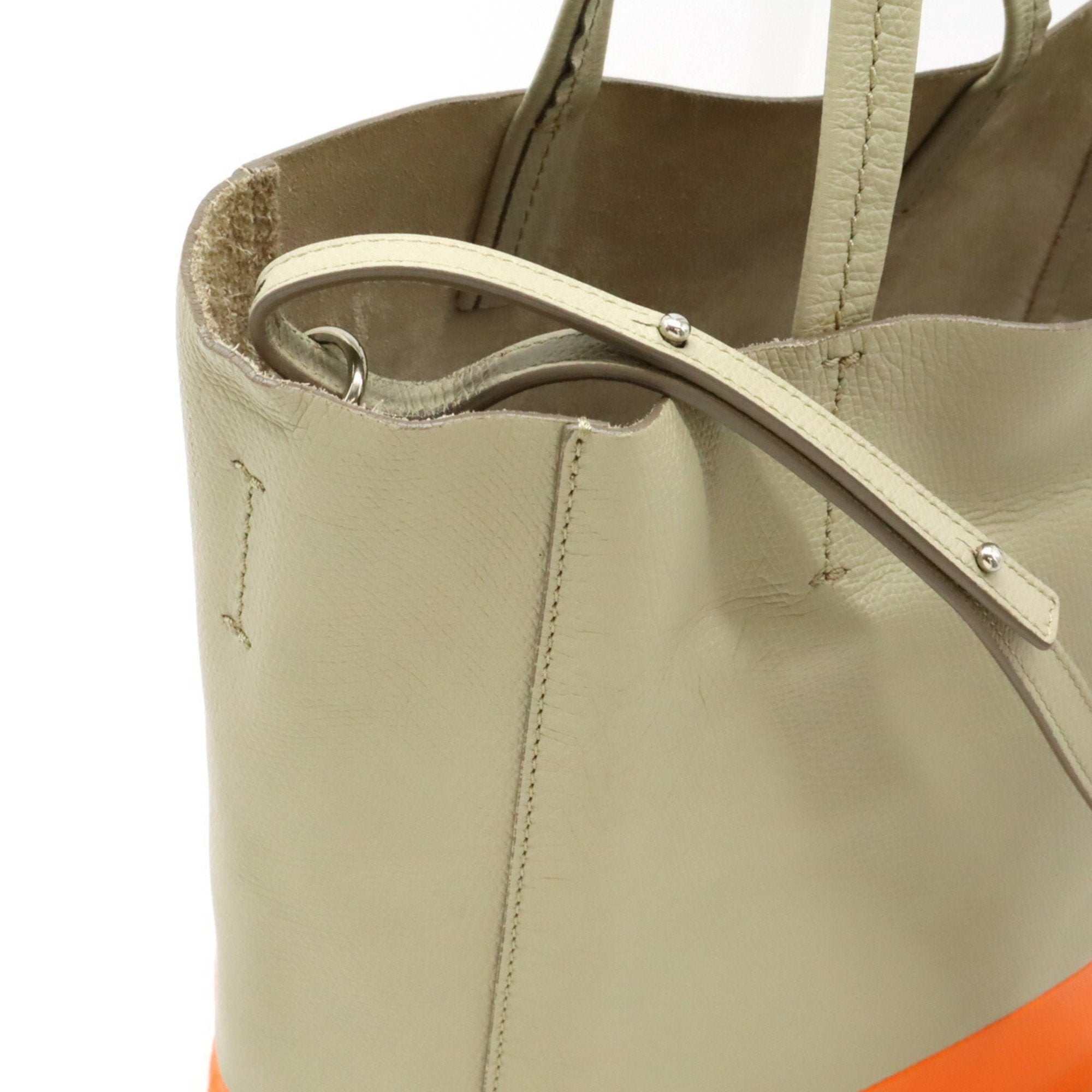 Celine Cabas Beige Orange Sand Leather Shoulder Bag Tote Bag (Pre-Owned)