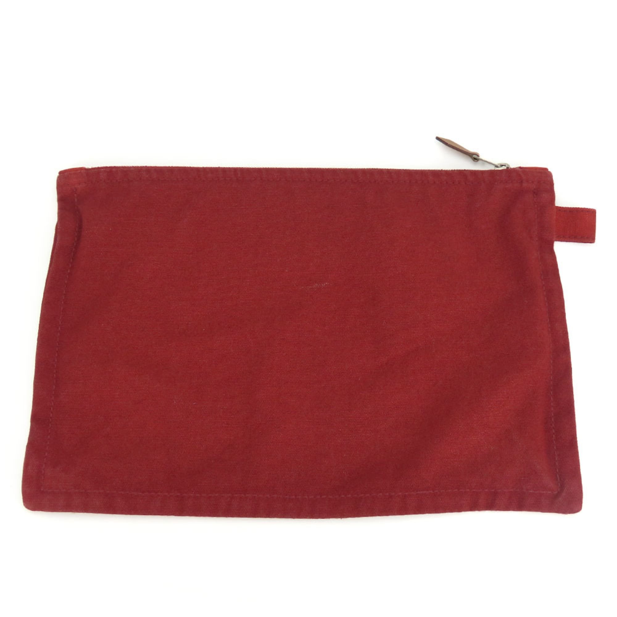 Hermes Bordeaux Cotton Leather Pouch (Pre-Owned)