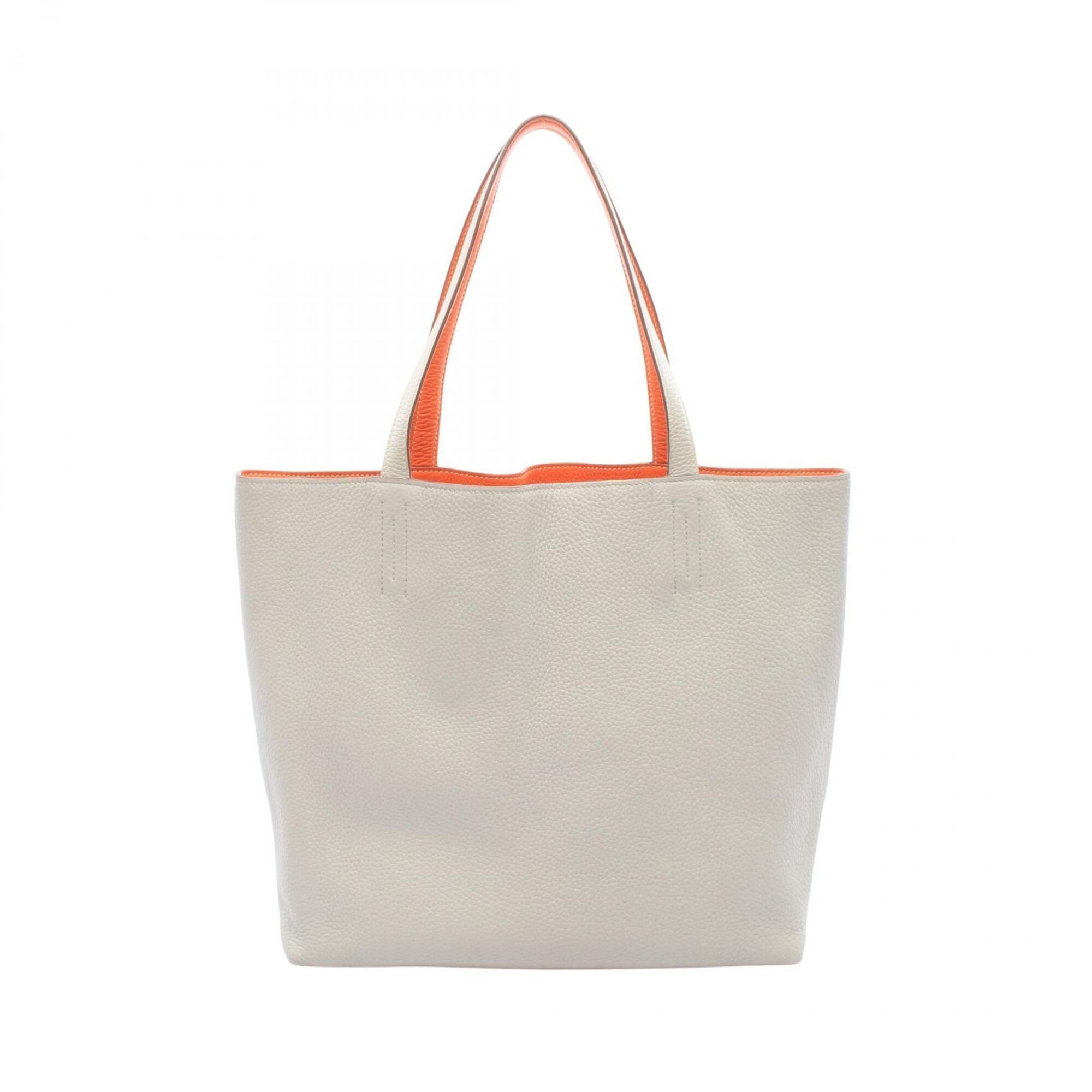 Hermes Gray Orange Taurillon Clemence Leather Handbag Tote Bag (Pre-Owned)