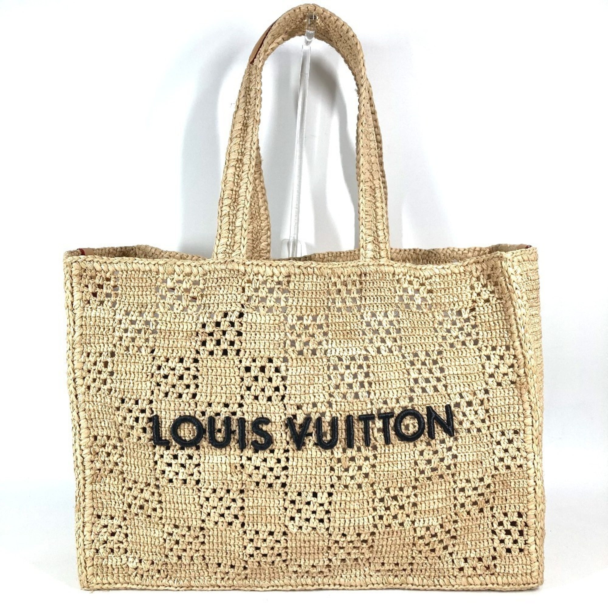 Louis Vuitton Natural Raffia Leather Handbag Shoulder Bag Tote Bag (Pre-Owned)
