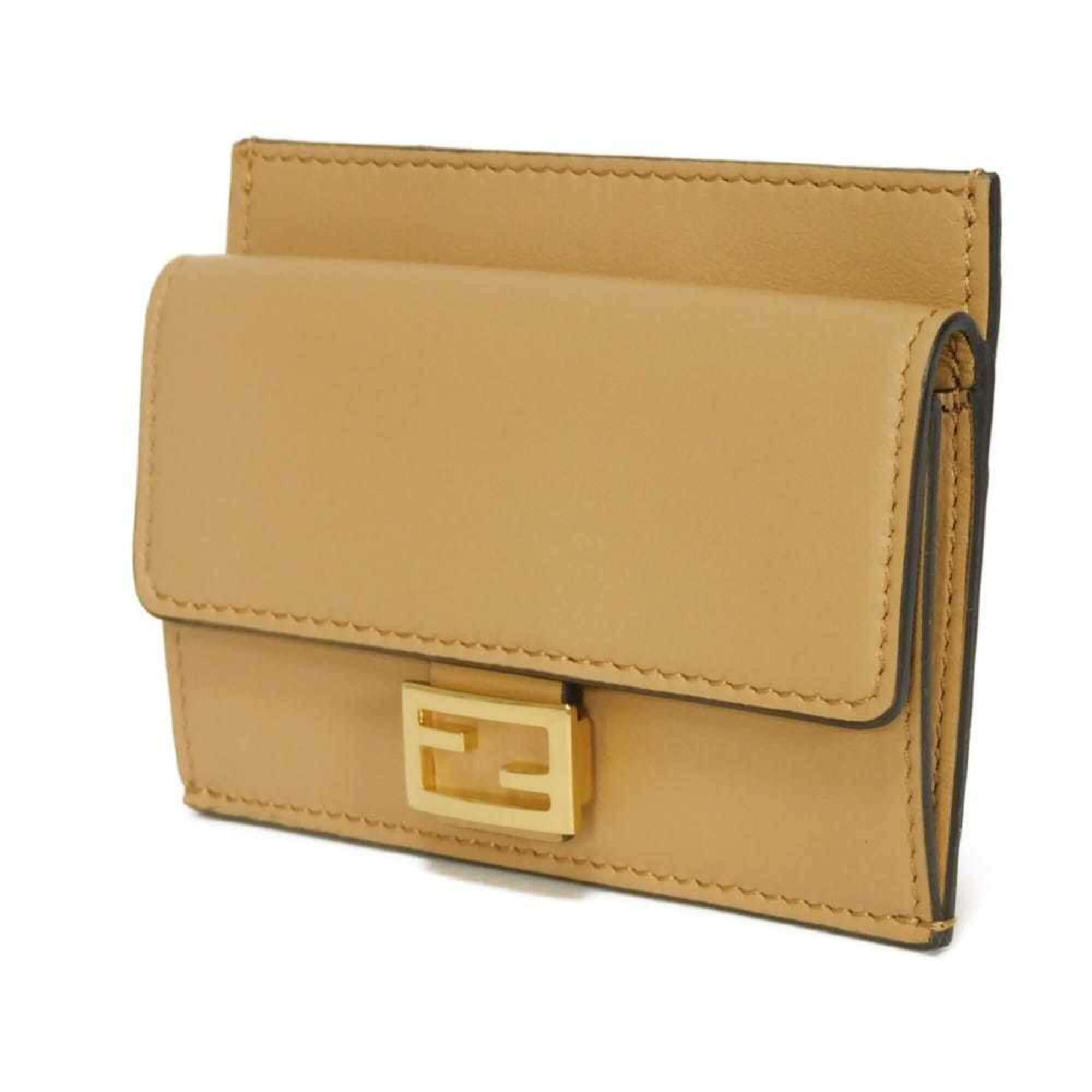 Fendi Beige Leather Coin Purse/Coin Case (Pre-Owned)