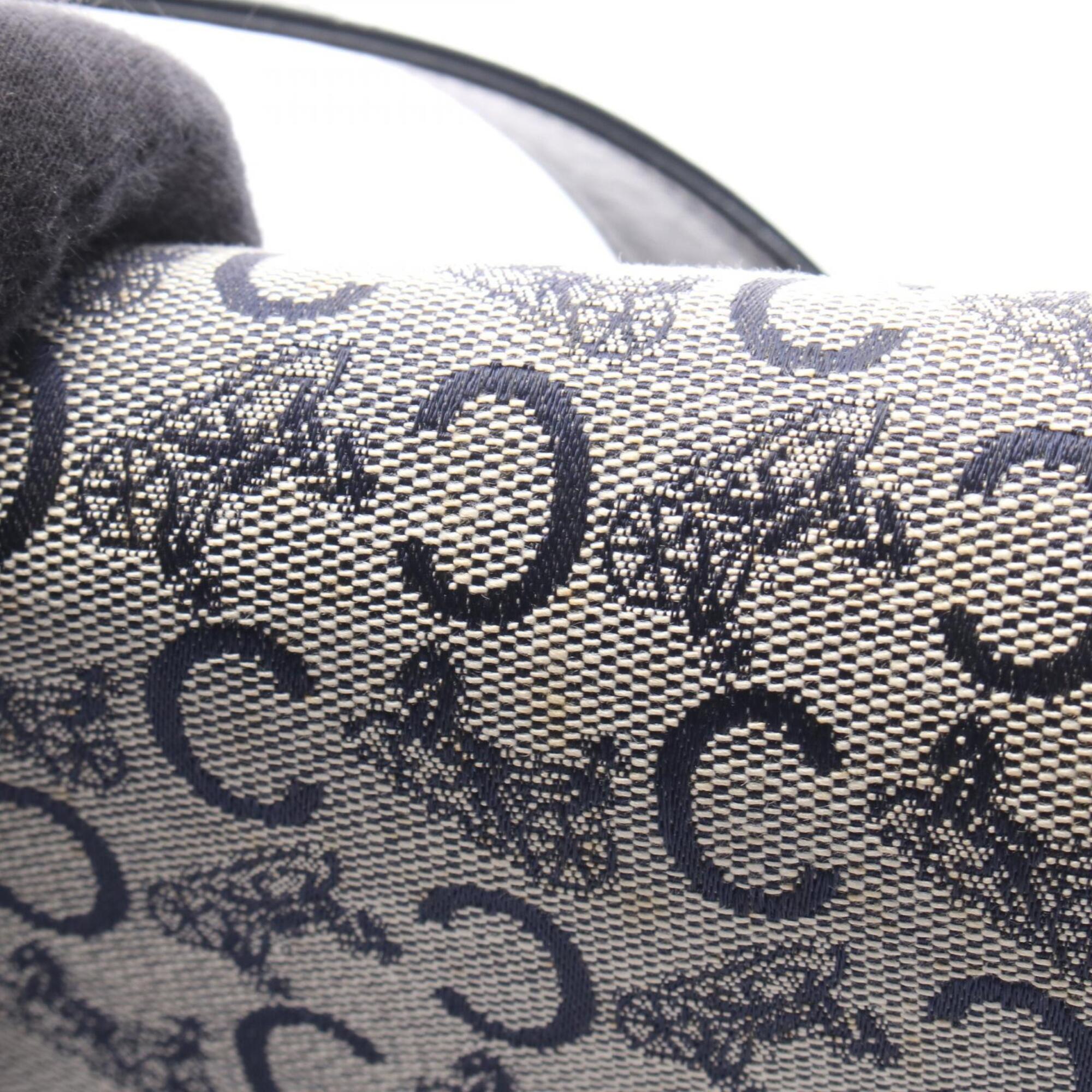 Celine Gray Navy Canvas Leather Handbag Shoulder Bag (Pre-Owned)