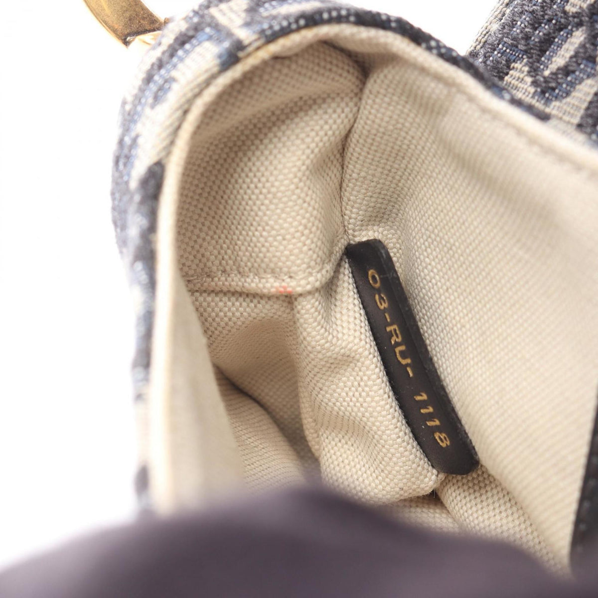 Christian Dior Ivory Navy Canvas Leather Handbag Saddle Bag (Pre-Owned)