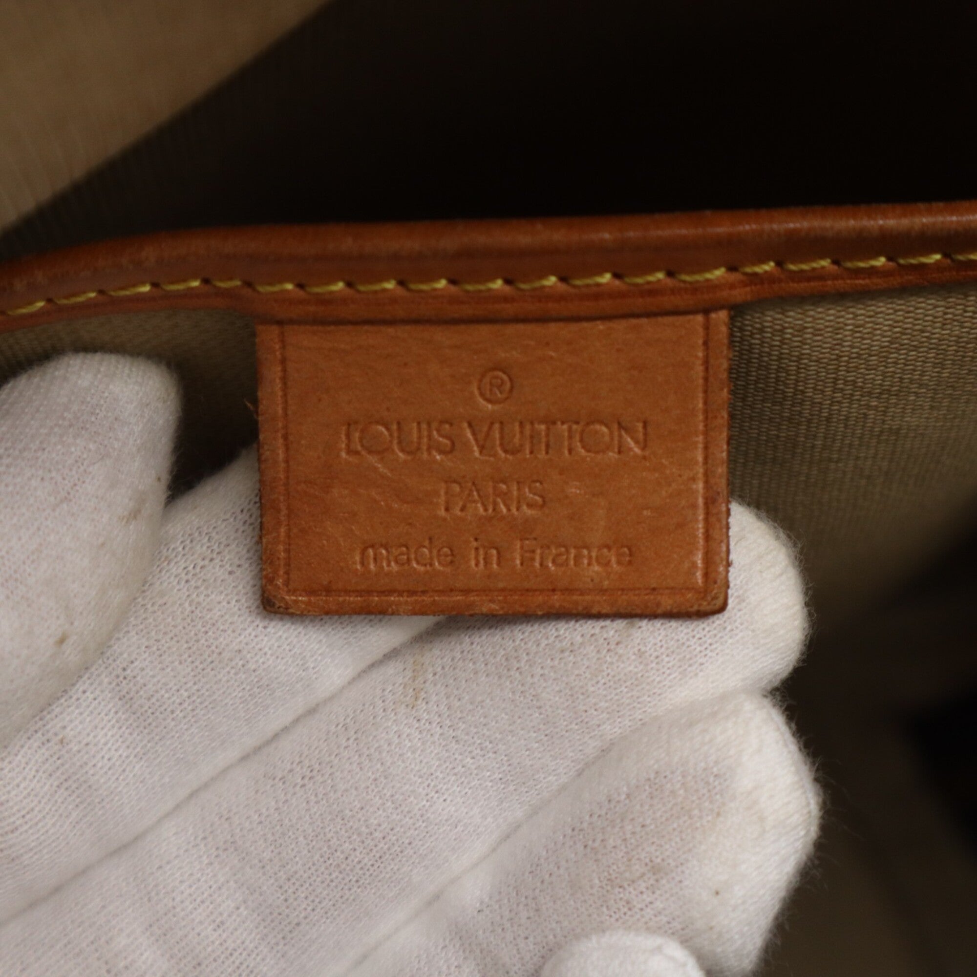 Louis Vuitton Beige Brown Monogram Coated Canvas Leather Handbag (Pre-Owned)