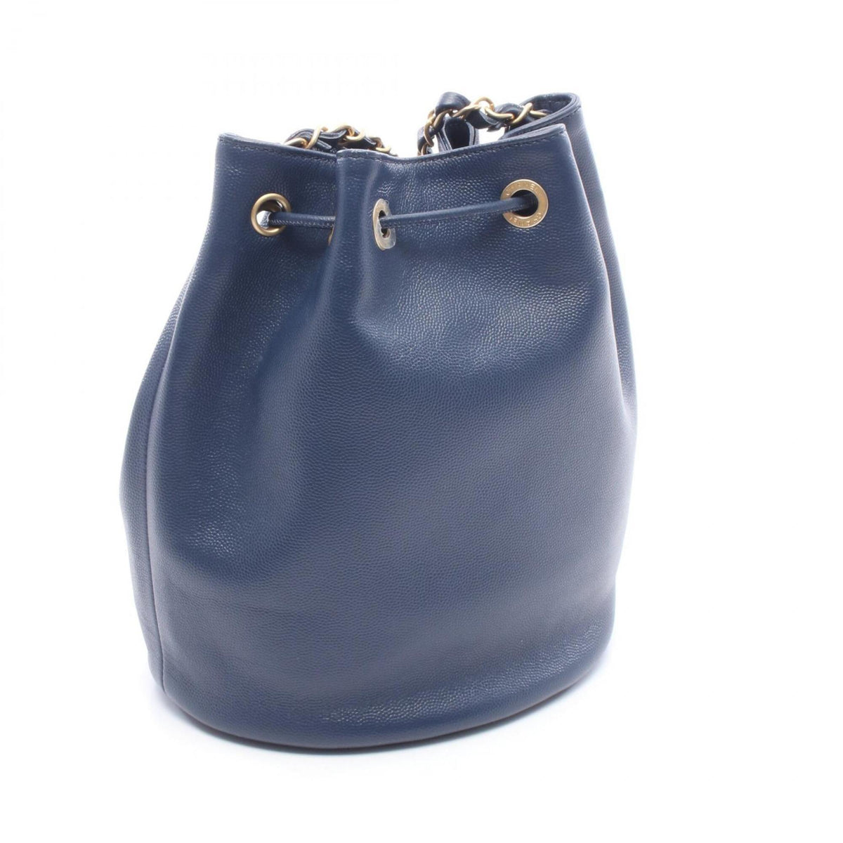 Chanel Navy Leather Handbag Shoulder Bag (Pre-Owned)