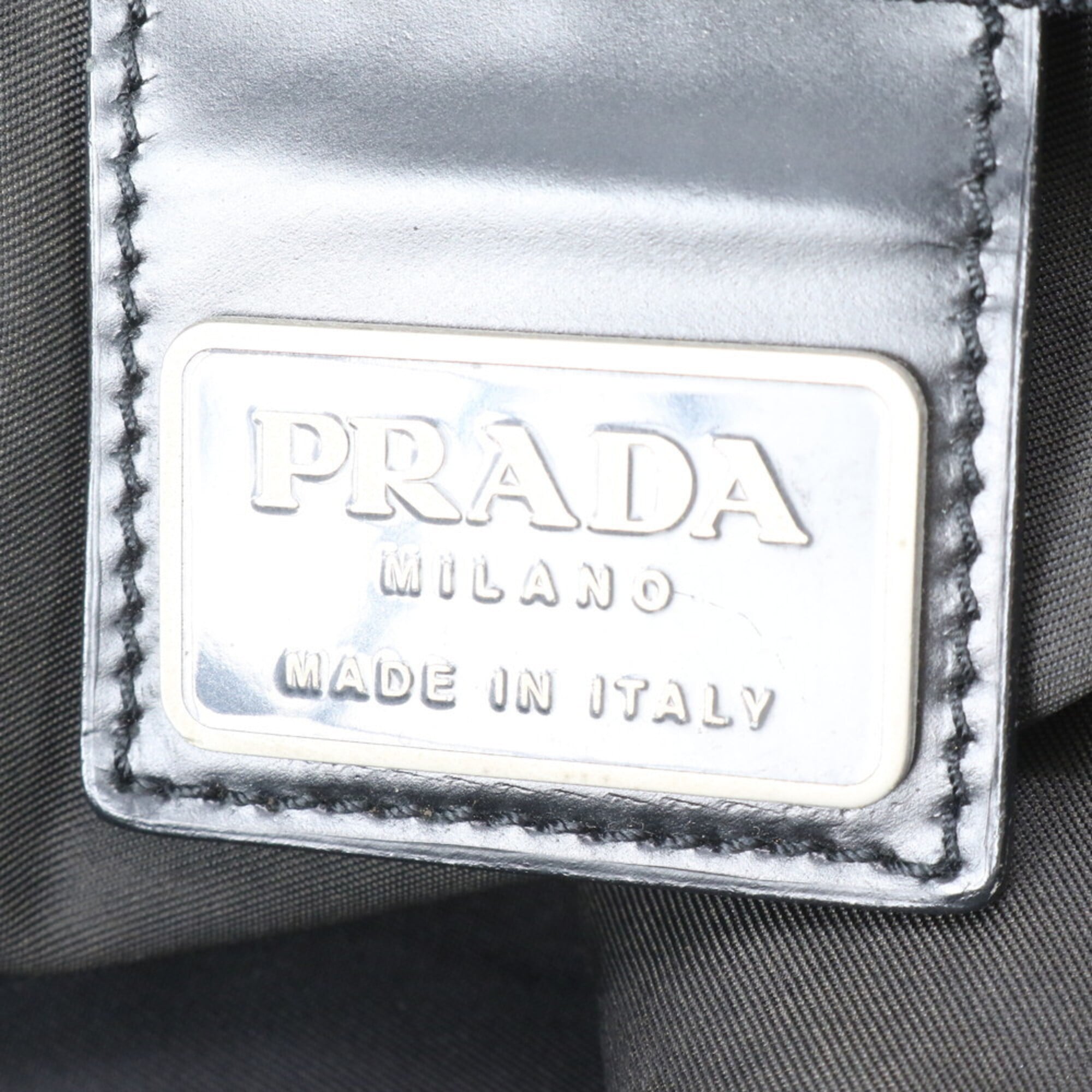 Prada Black Nylon Leather Boston Bag Tote Bag (Pre-Owned)