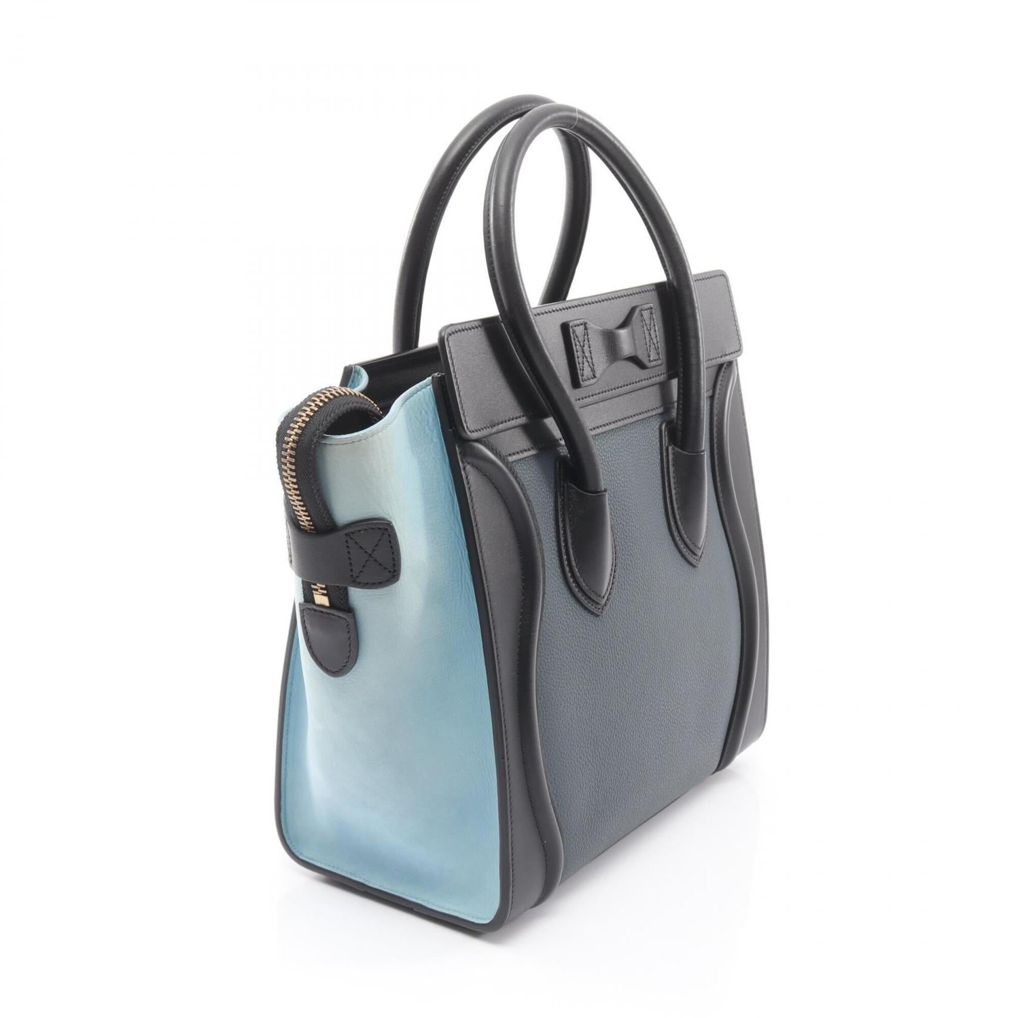 Celine Black Blue Navy Leather Handbag Tote Bag (Pre-Owned)