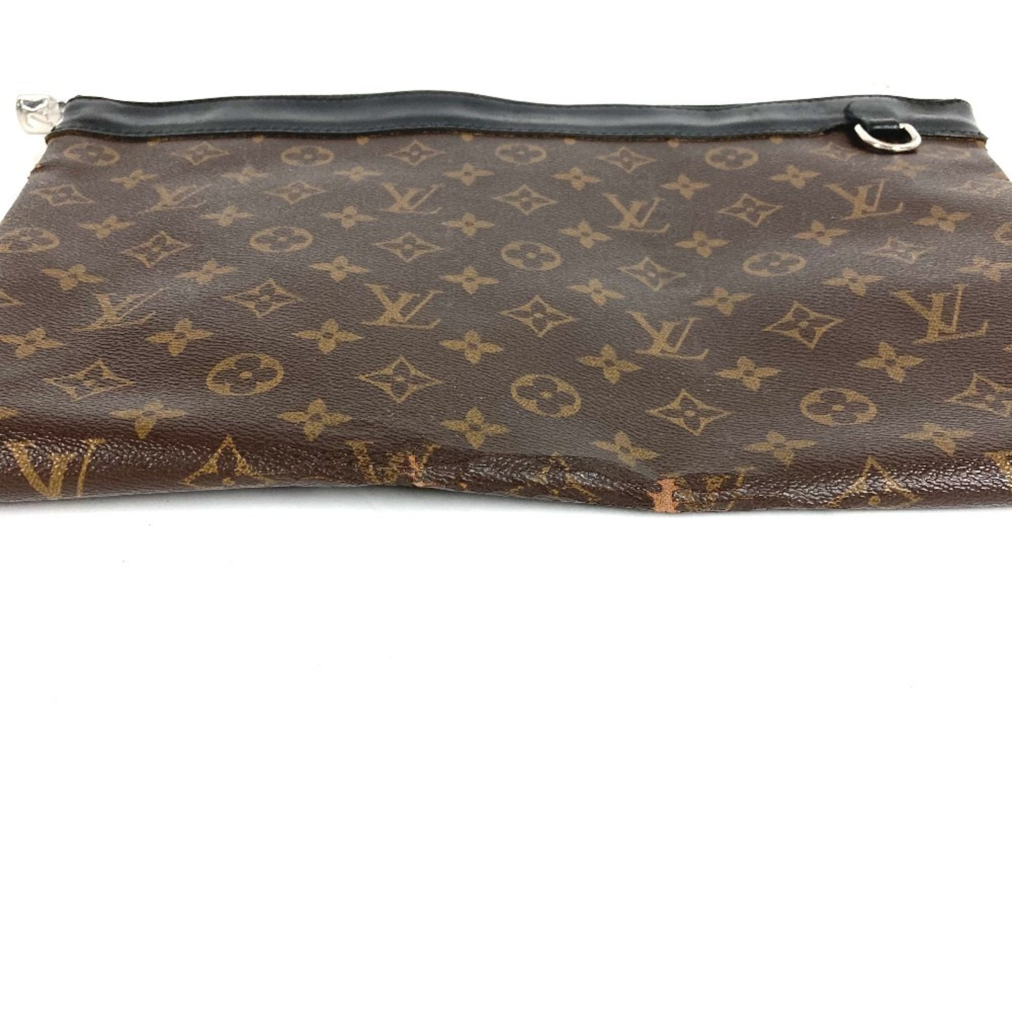 Louis Vuitton Black Brown Monogram Canvas Clutch Bag Handbag Pochette Pouch (Pre-Owned)