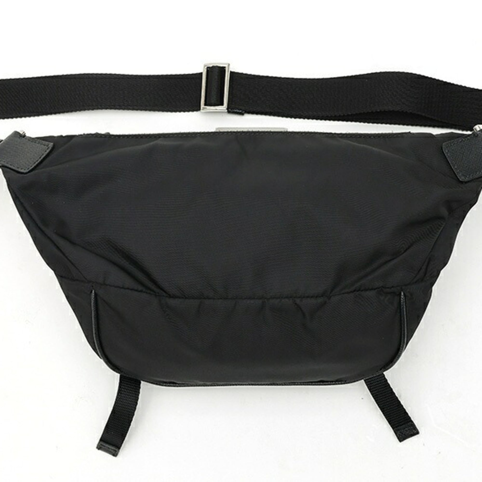 Prada Black Nylon Saffiano Triangle Leather Shoulder Bag (Pre-Owned)