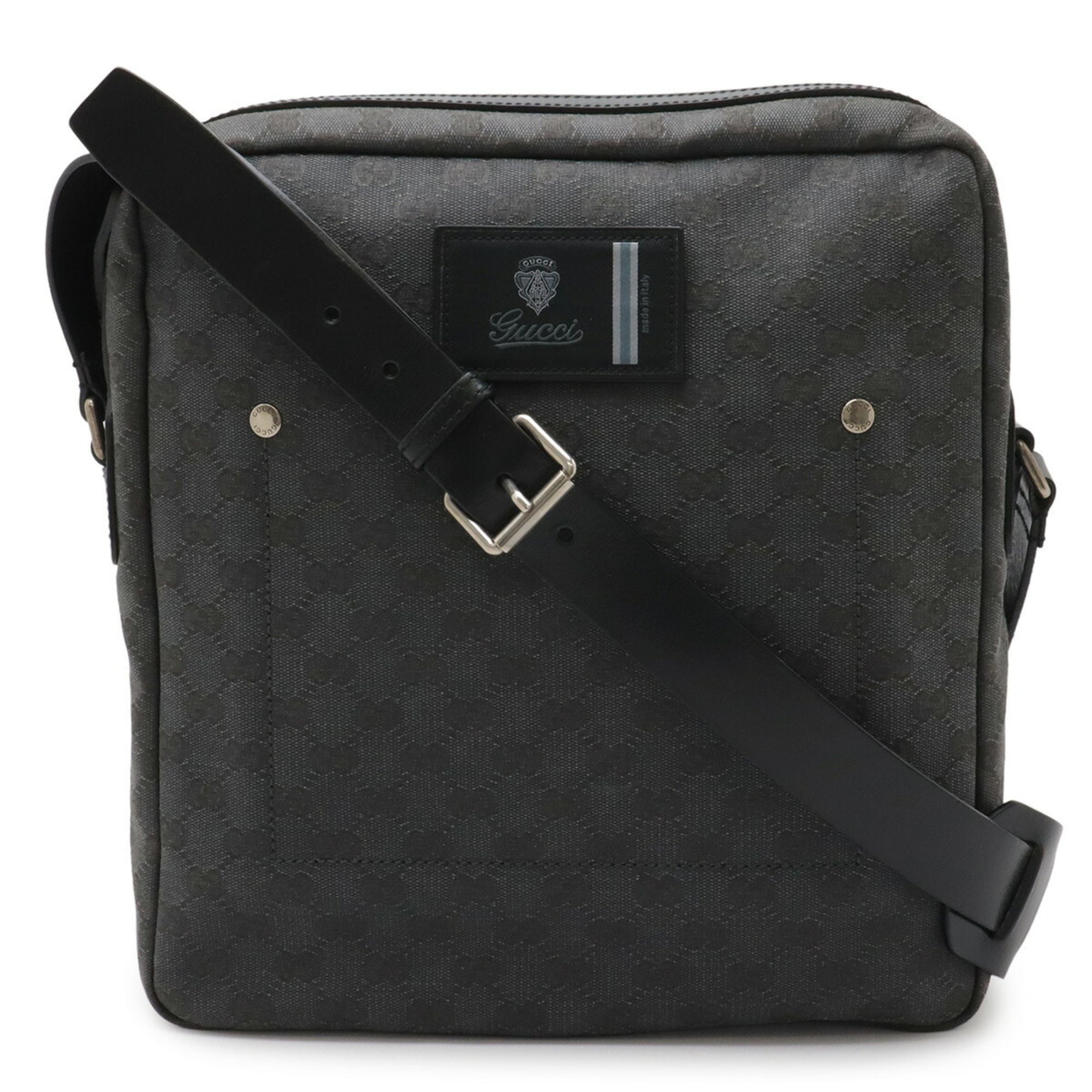 Gucci Gg Canvas Black Dark Gray Gg Canvas Handbag Shoulder Bag (Pre-Owned)
