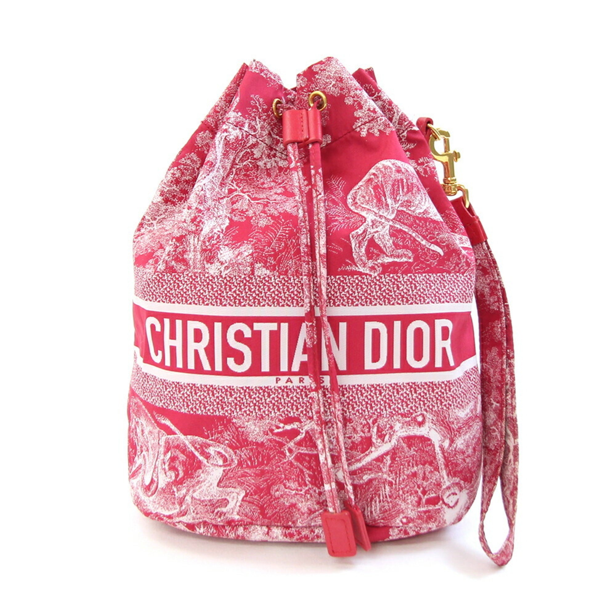 Christian Dior Pink Red Nylon Leather Handbag (Pre-Owned)