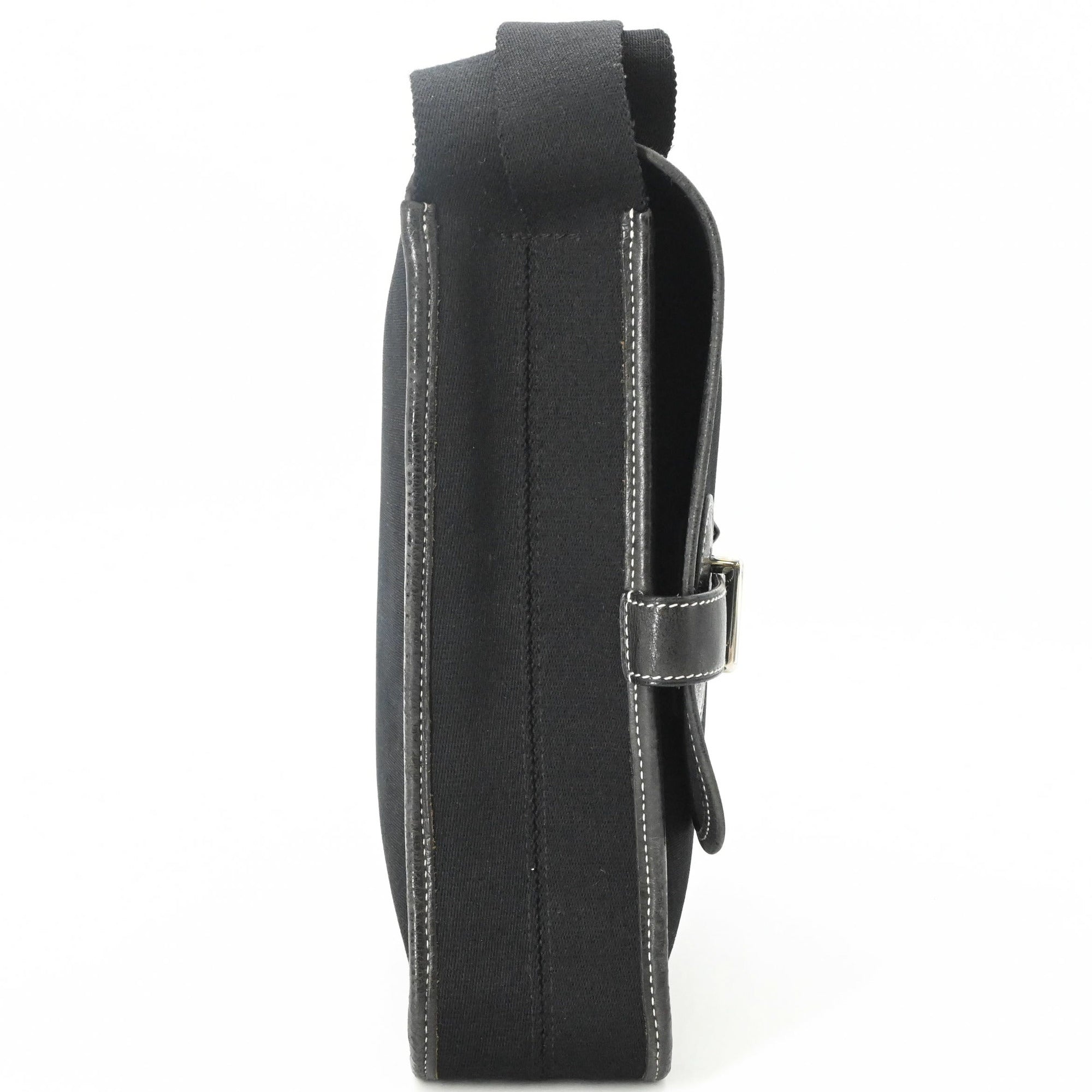 Hermes Black Toile H Leather Shoulder Bag (Pre-Owned)
