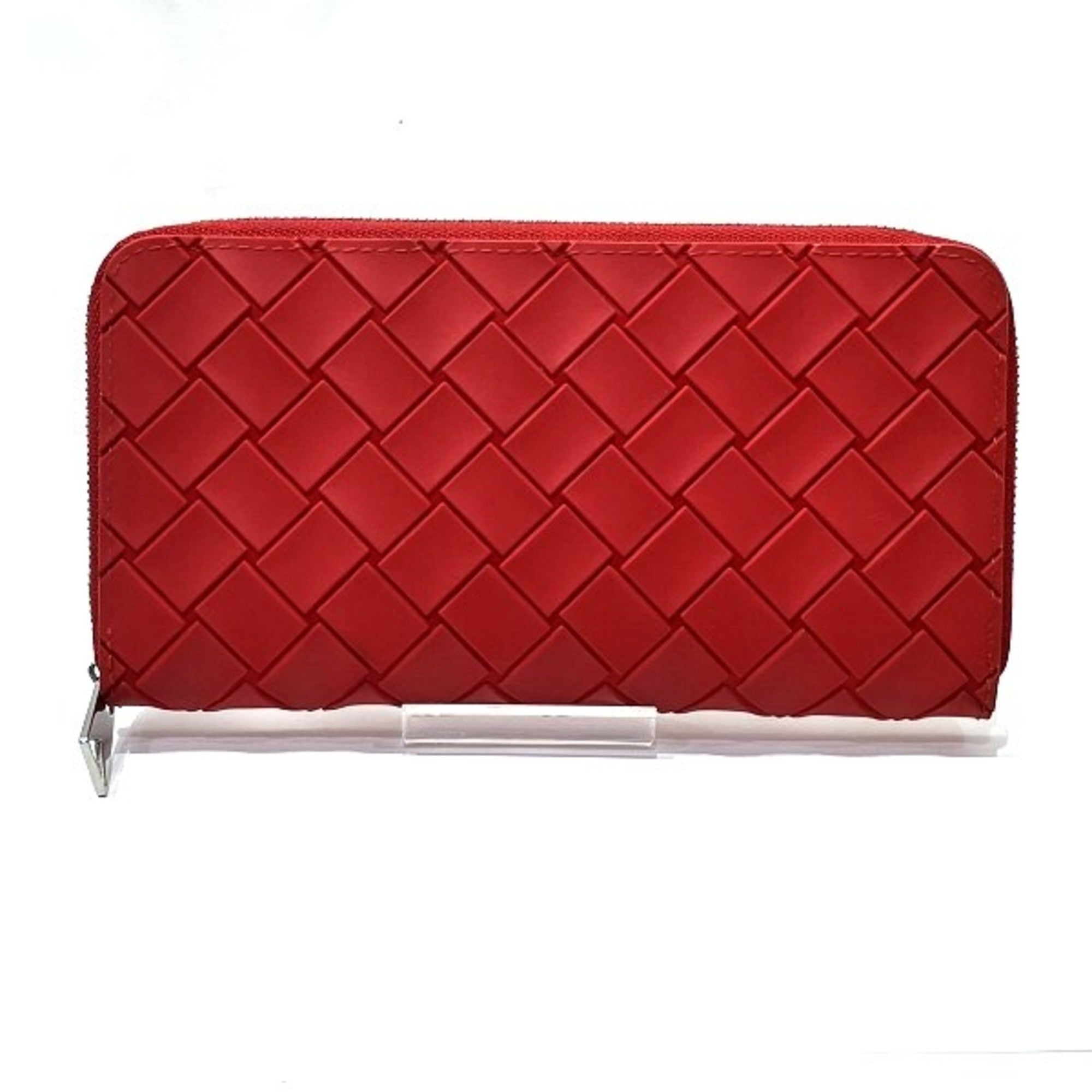 Bottega Veneta Intrecciato Red Color Elastane Cotton Polyester Long Wallet (Bi-Fold) (Pre-Owned)