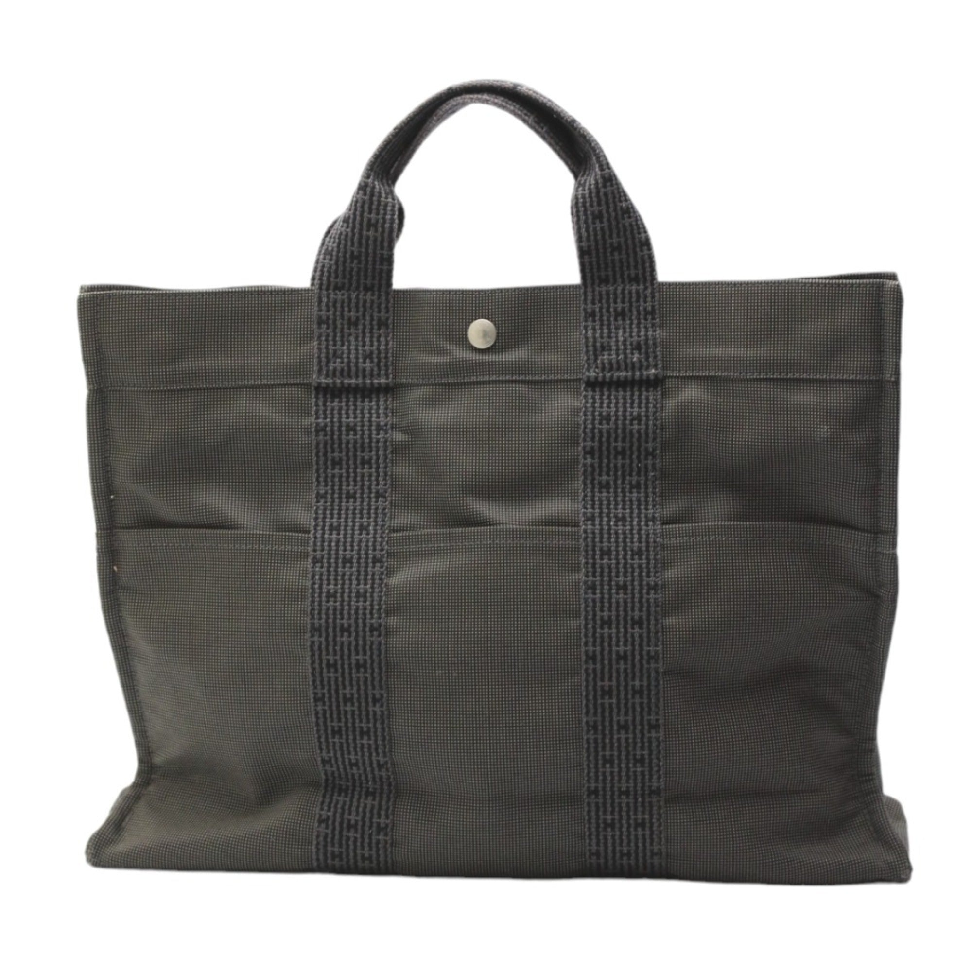 Hermes Her Line Gray Canvas Tote Bag (Pre-Owned)