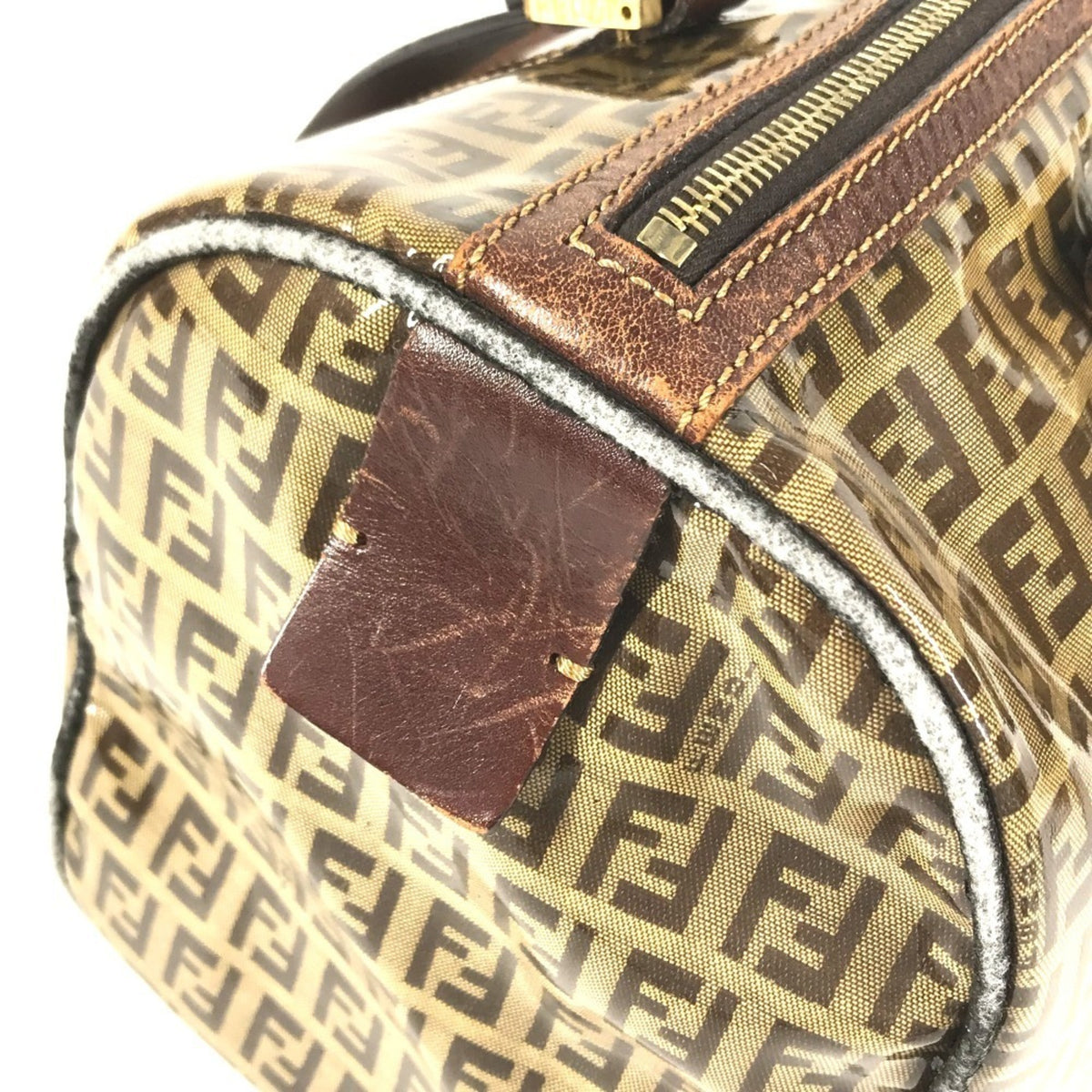 Fendi Brown Zucca Boston Bag Handbag (Pre-Owned)