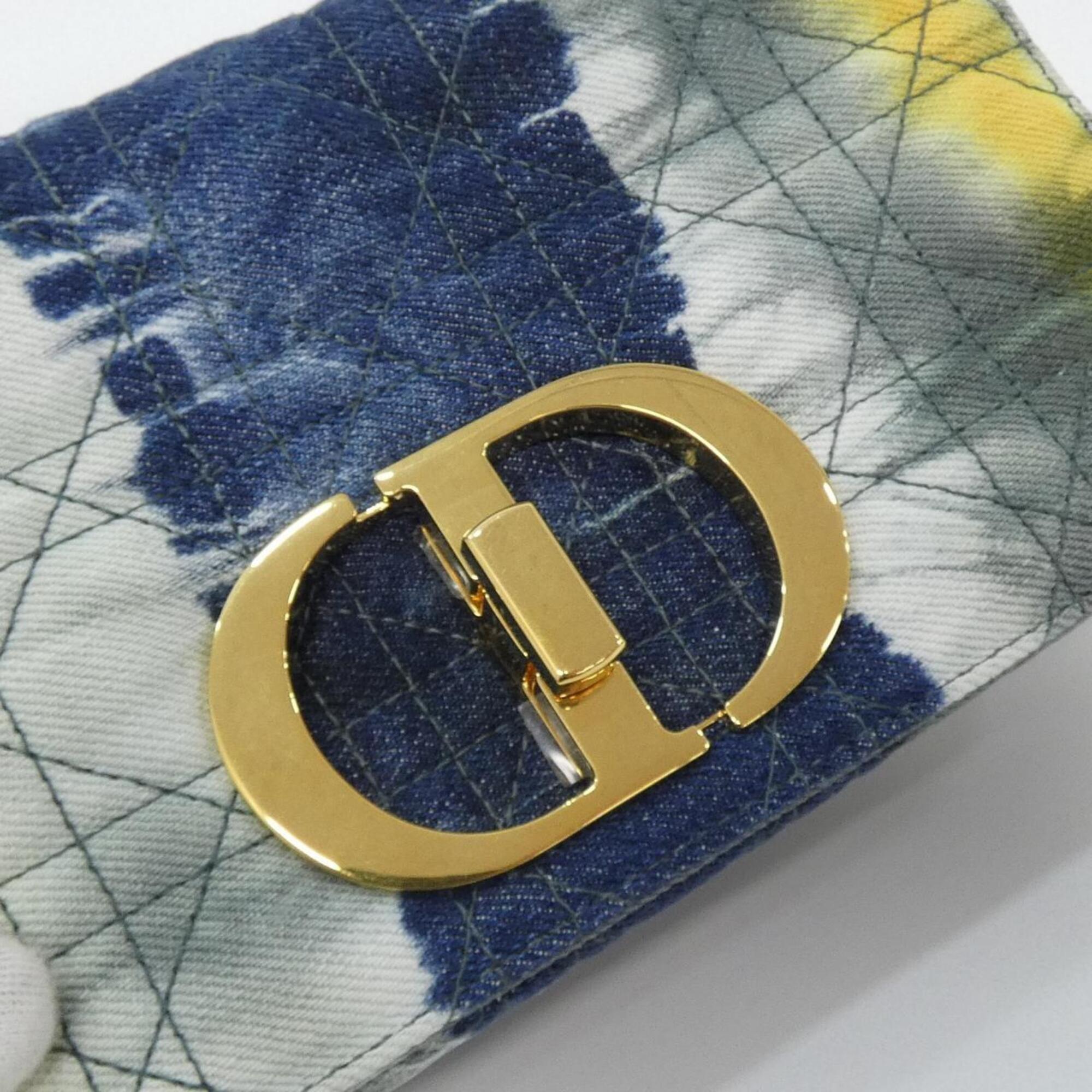 Christian Dior Blue Gray Yellow Denim Shoulder Bag (Pre-Owned)