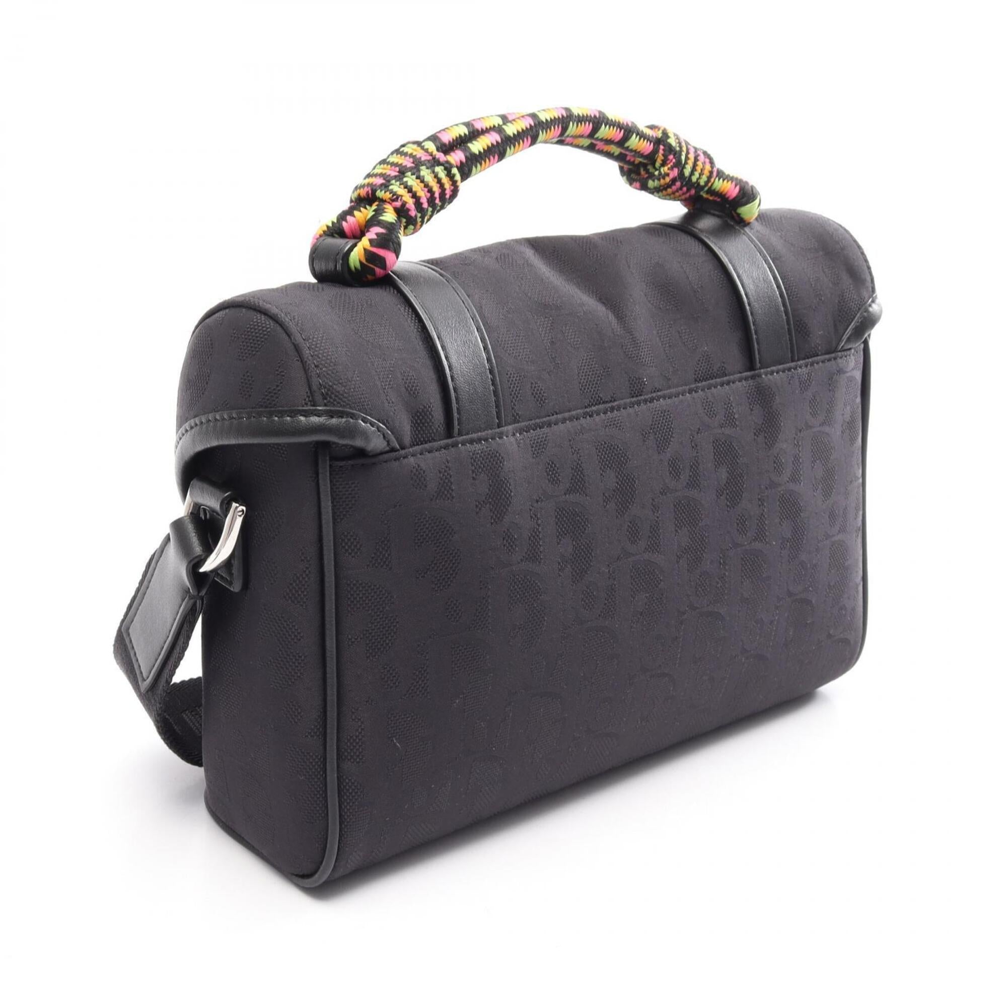 Christian Dior Black Multi-Color Canvas Leather Handbag Messenger Bag Shoulder Bag (Pre-Owned)
