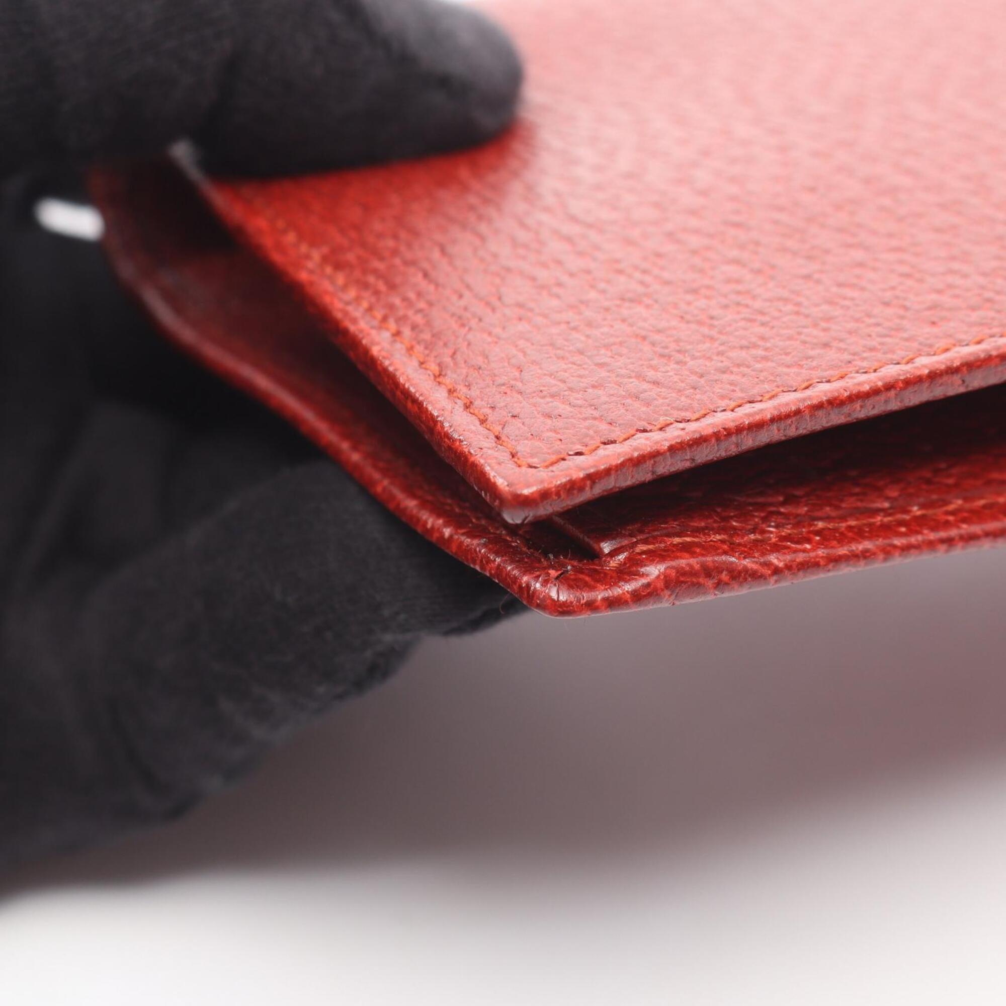 Gucci Red Color Leather Long Wallet (Bi-Fold) (Pre-Owned)