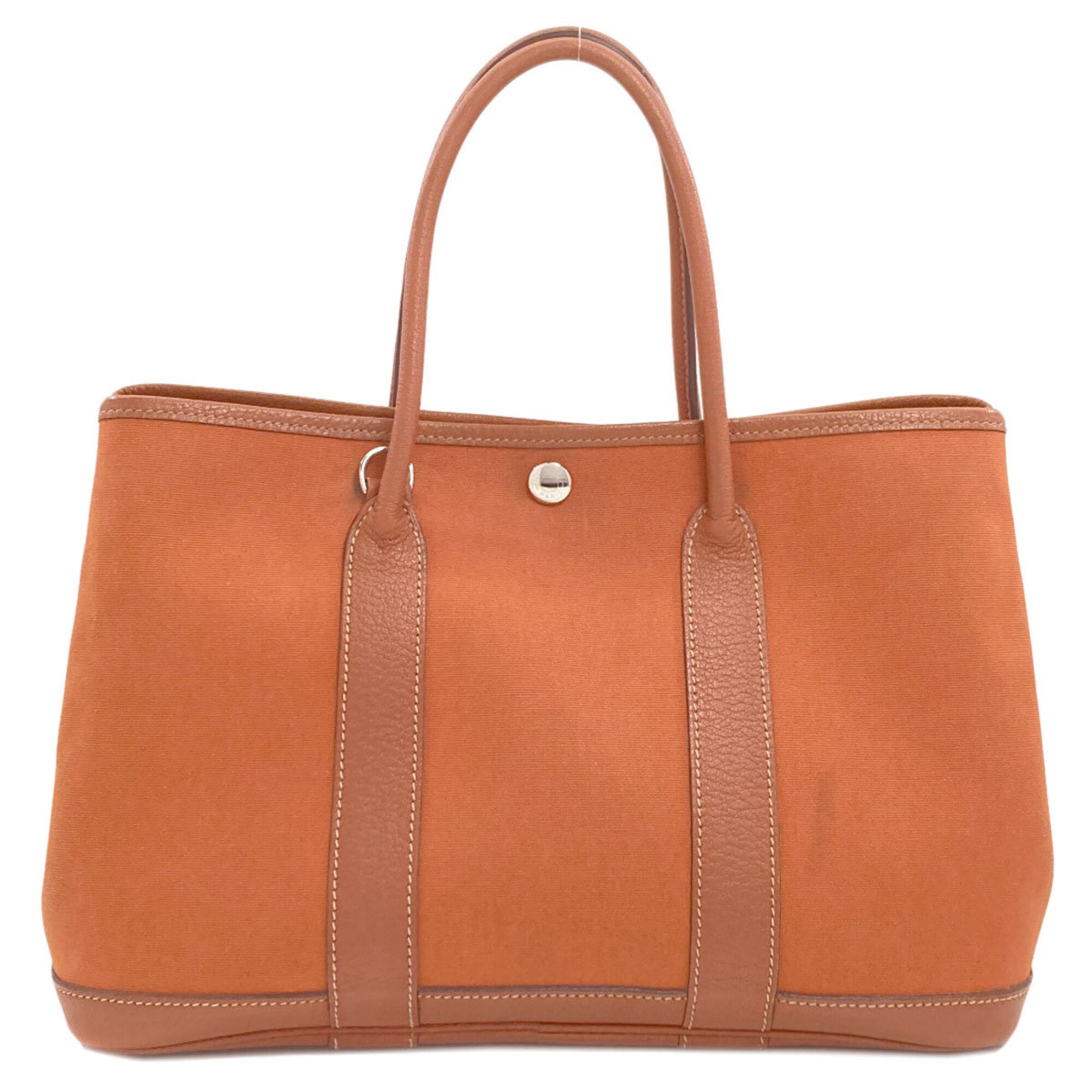 Hermes Brown Orange Canvas Negonda Leather Handbag (Pre-Owned)