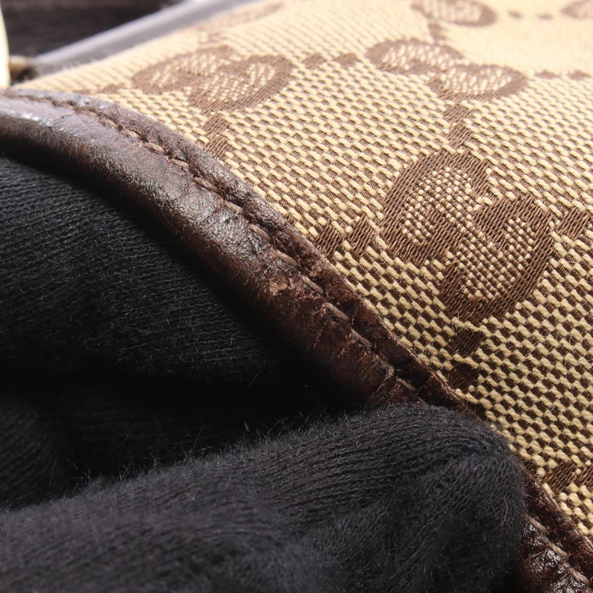 Gucci Beige Brown Gg Canvas Leather Handbag Shoulder Bag (Pre-Owned)