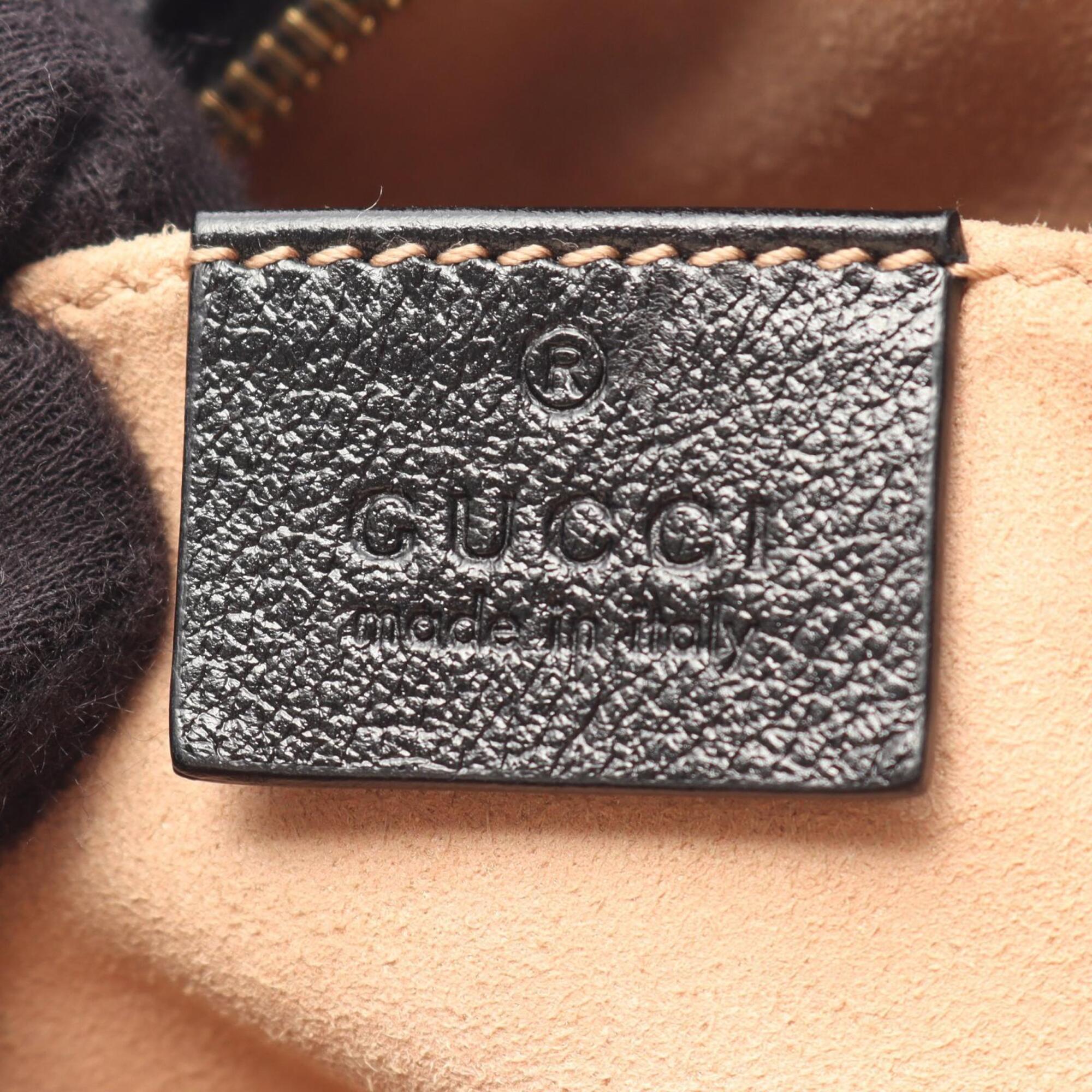Gucci Gg Marmont Beige Black Brown Canvas Leather Handbag Shoulder Bag (Pre-Owned)