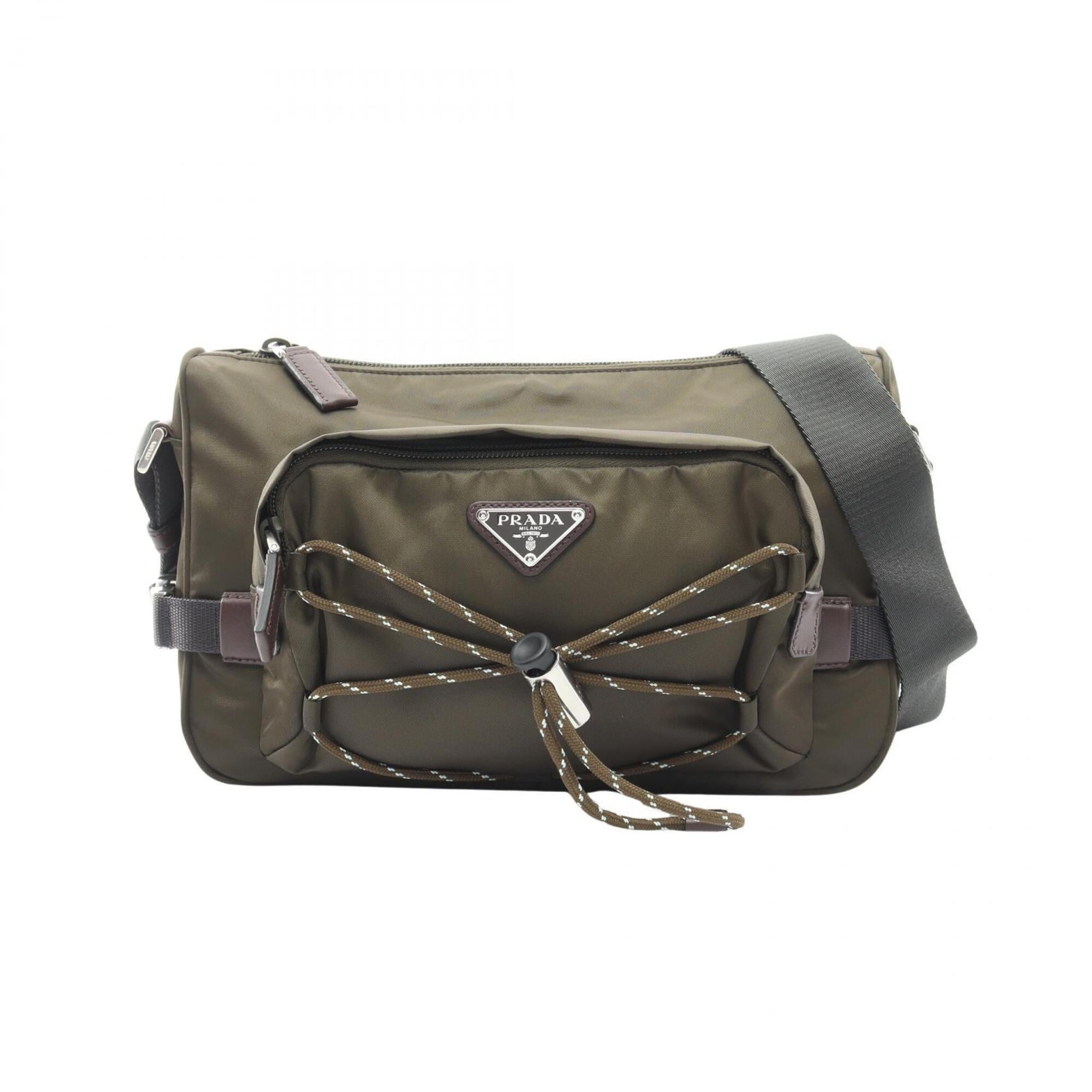 Prada Brown Khaki Nylon Handbag Shoulder Bag (Pre-Owned)