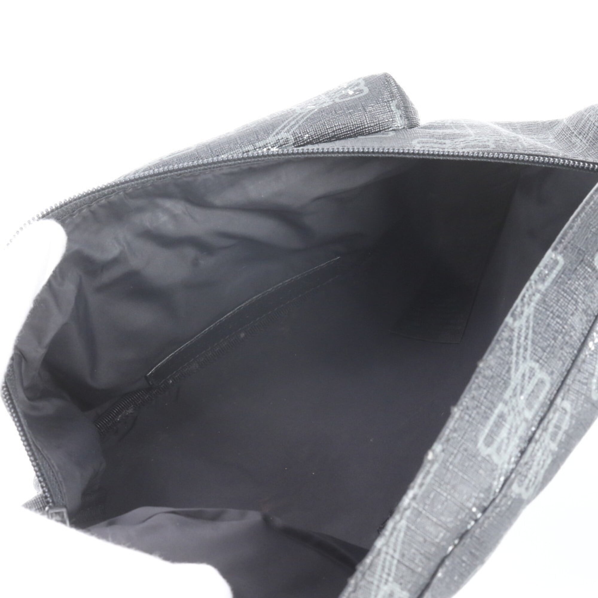 Balenciaga Black Leather Coated Canvas Pouch Shoulder Bag Sling Bag (Pre-Owned)