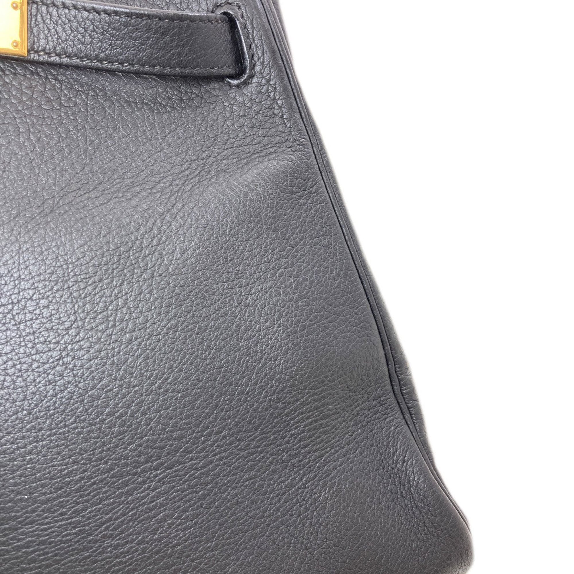 Hermes Kelly Black Taurillon Clemence Leather Handbag (Pre-Owned)