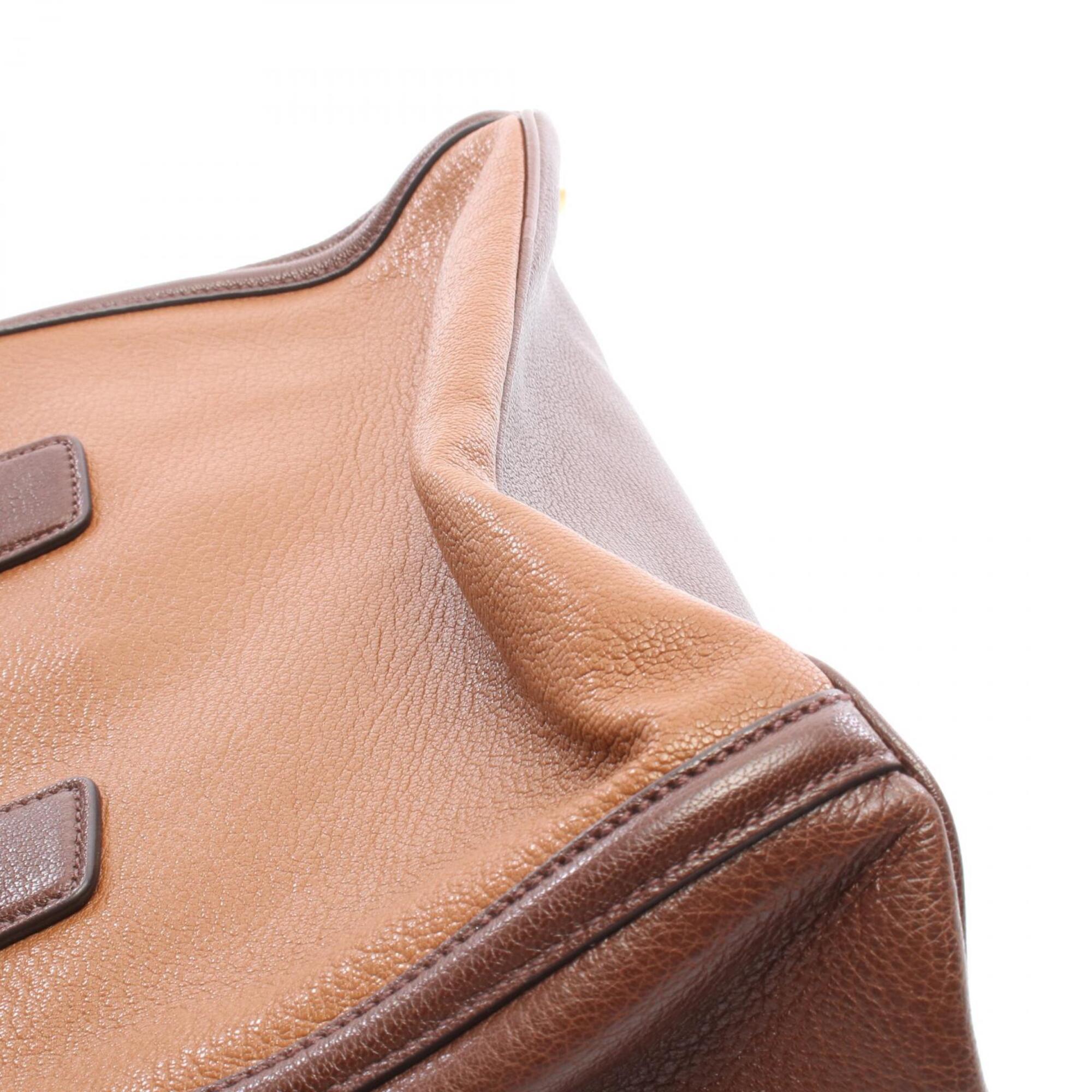 Miu Miu Brown Leather Handbag Tote Bag (Pre-Owned)