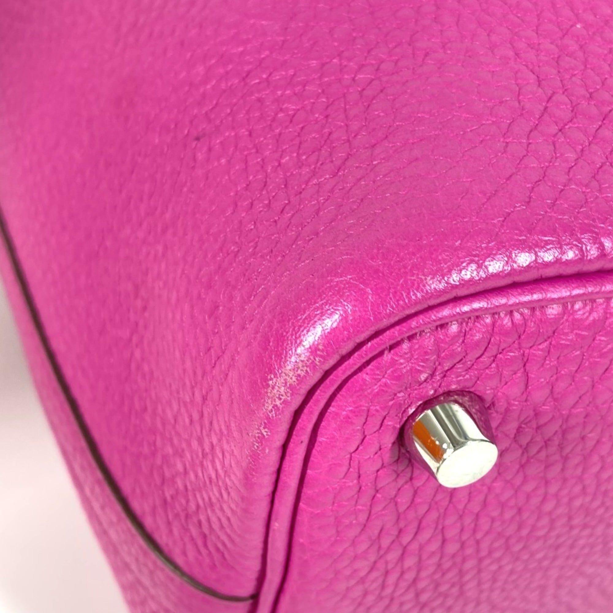 Hermes Pink Taurillon Clemence Leather Handbag Tote Bag (Pre-Owned)