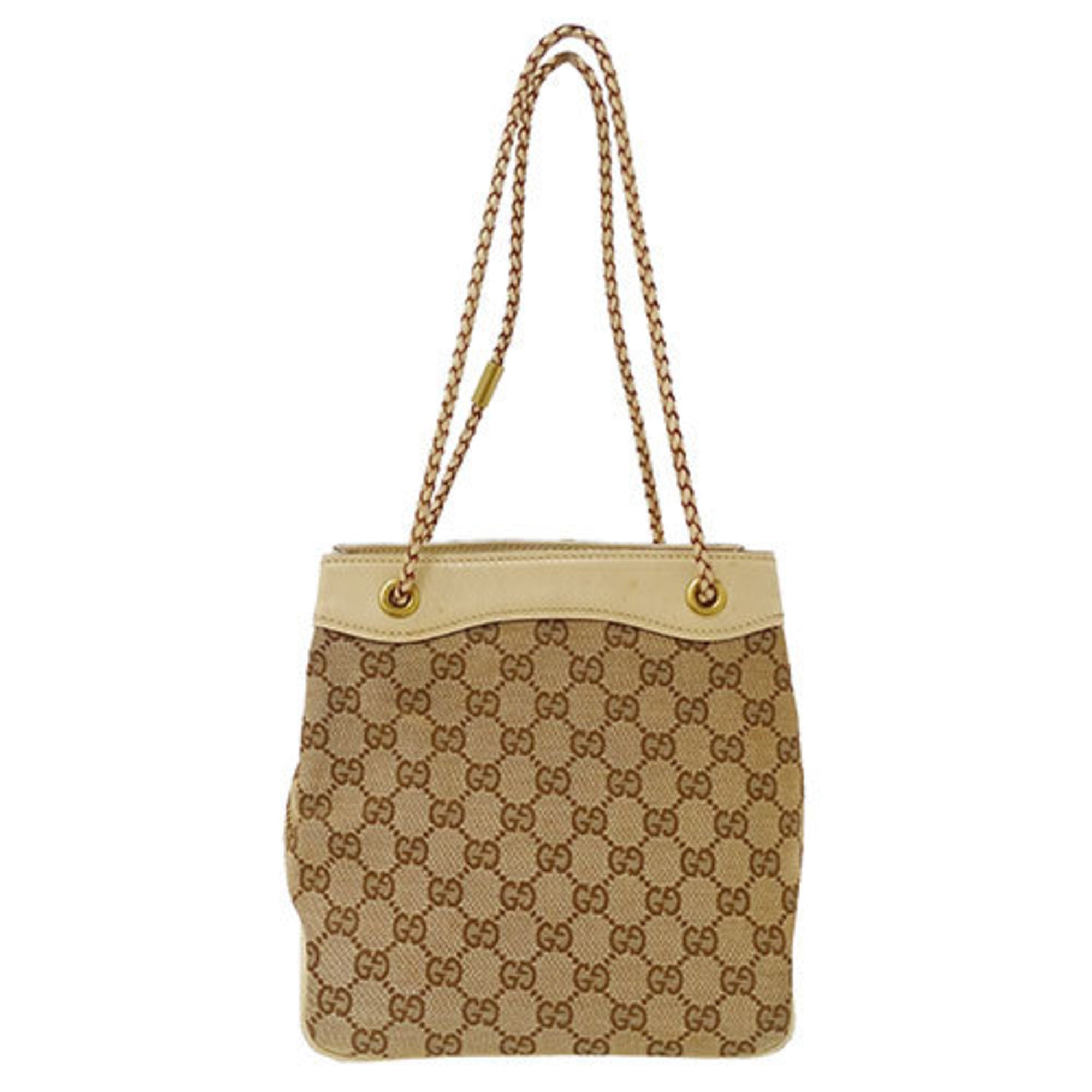 Gucci Beige Gg Canvas Handbag Shoulder Bag (Pre-Owned)