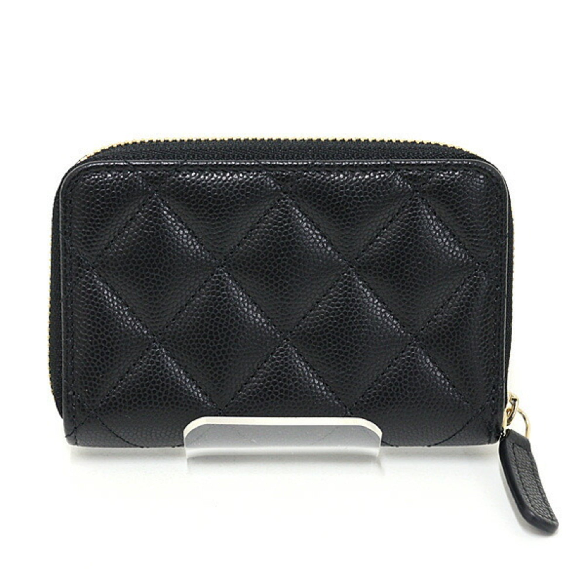 Chanel Matelasse Black Grained Calfskin Metal Coin Purse/Coin Case (Pre-Owned)