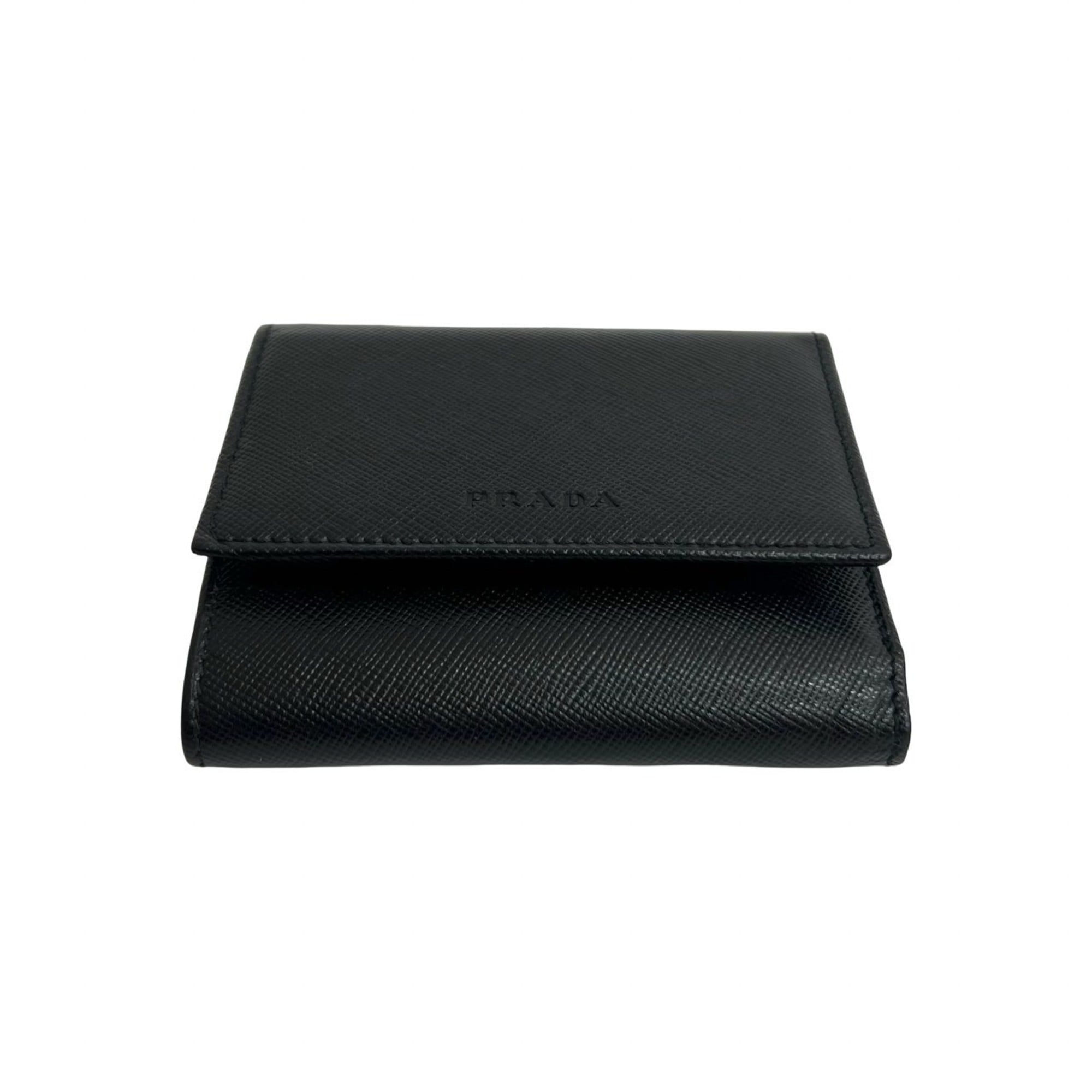 Prada Black Leather Wallet (Tri-Fold) (Pre-Owned)