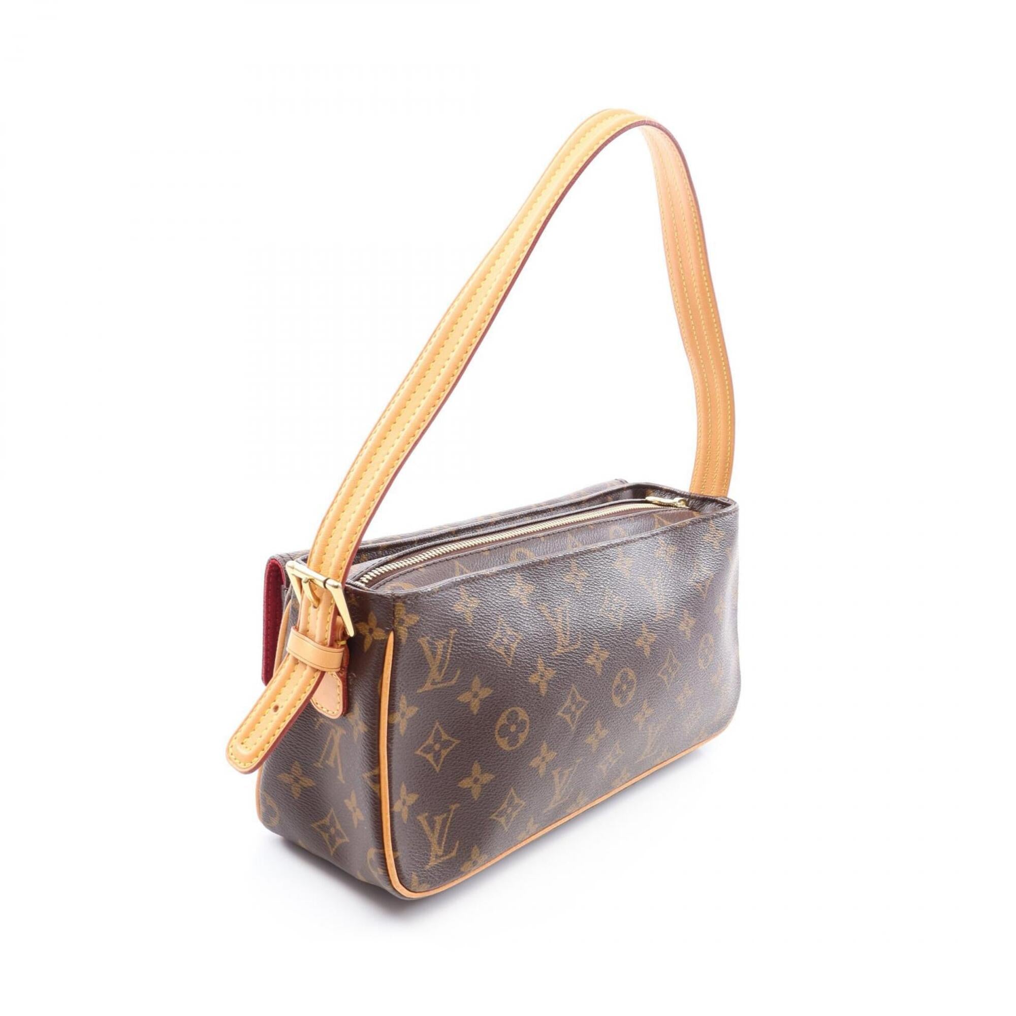 Louis Vuitton Brown Leather Monogram Coated Canvas Handbag Shoulder Bag (Pre-Owned)