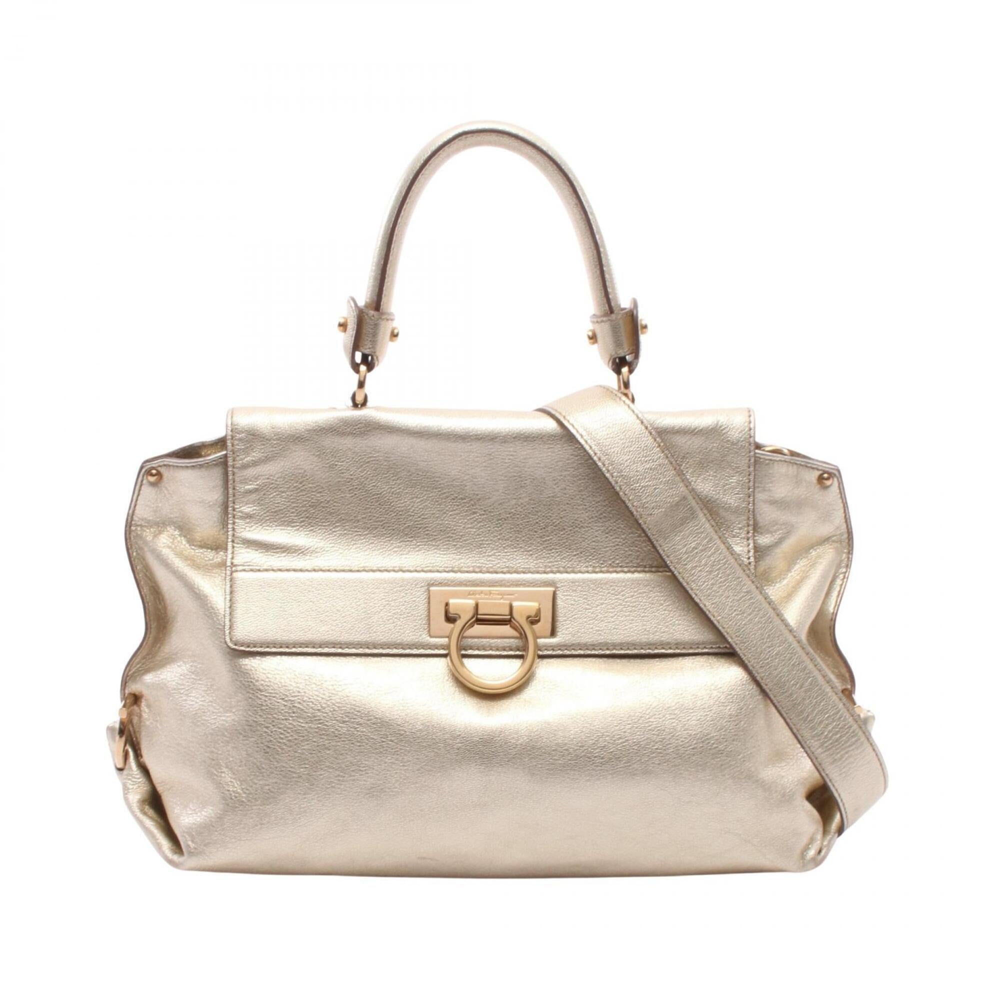 Salvatore Ferragamo Gold Leather Handbag (Pre-Owned)